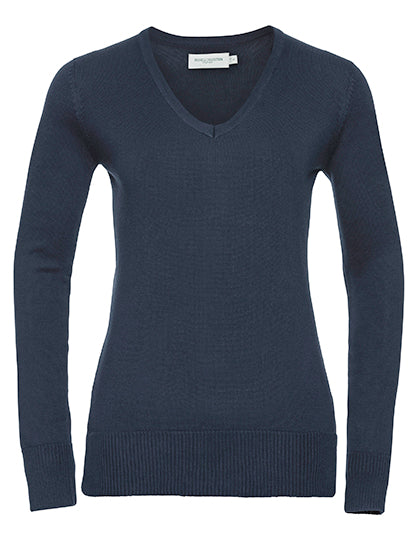 Ladies V-Neck Knitted Pullover