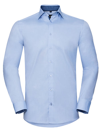 Men's LSL Tailored Contrast Herringbone Shirt