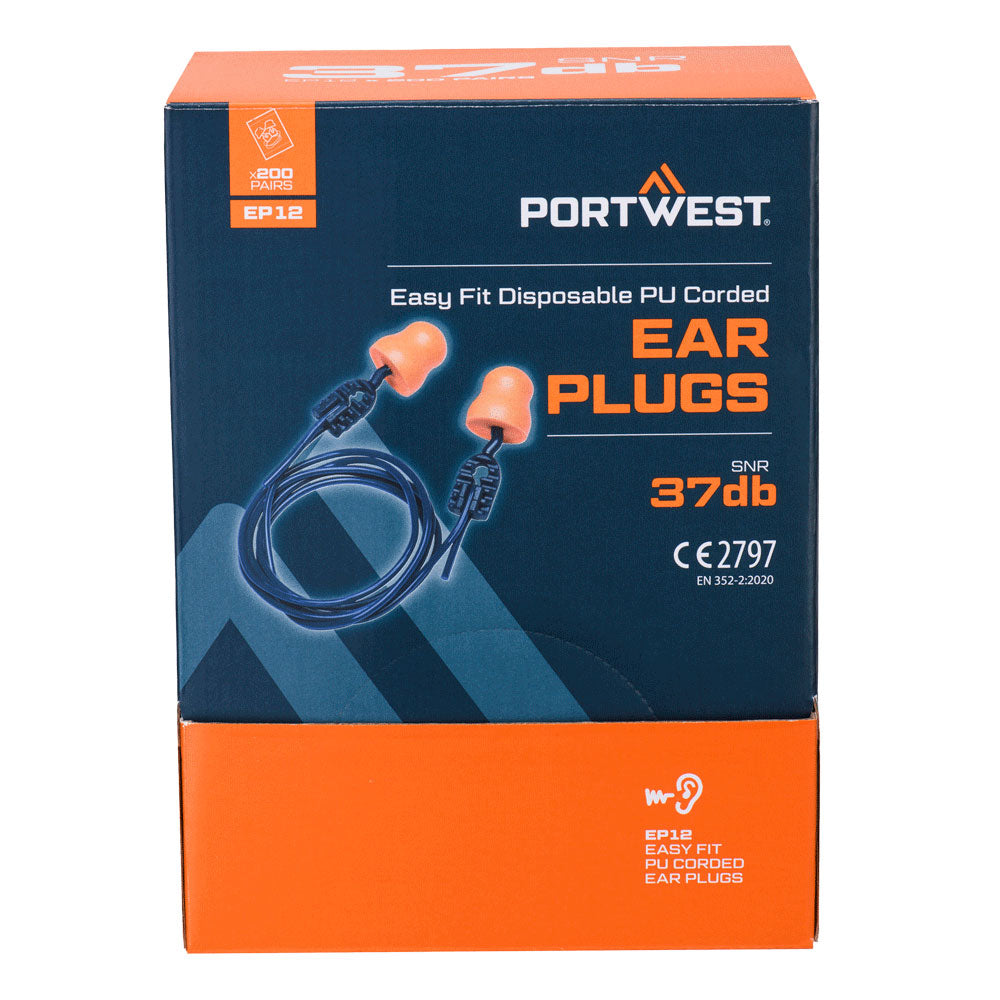 Easy Fit PU-schuim oordopjes met koord (200 paar)