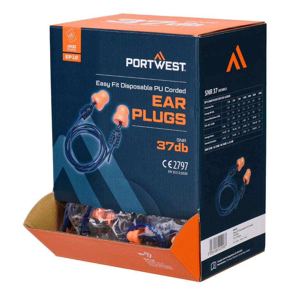 Easy Fit PU-schuim oordopjes met koord (200 paar)