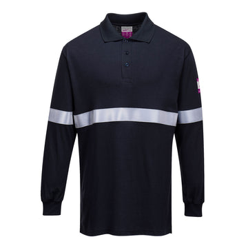 Vlamvertragende Modaflame Antistatische LSL polo met reflecterende striping