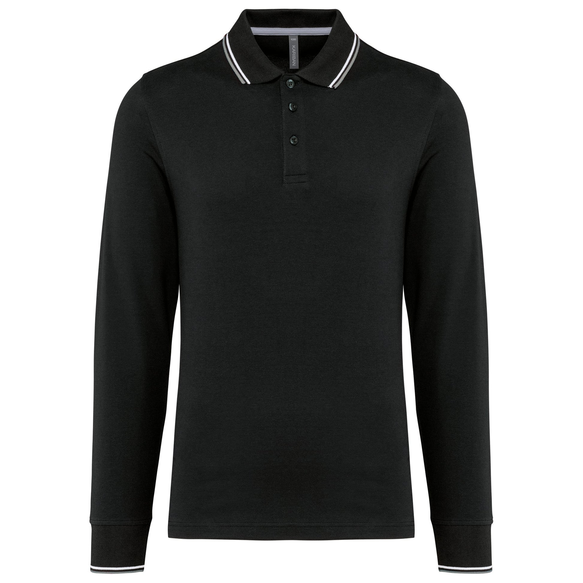 Heren polo van piquétricot met lange mouwen