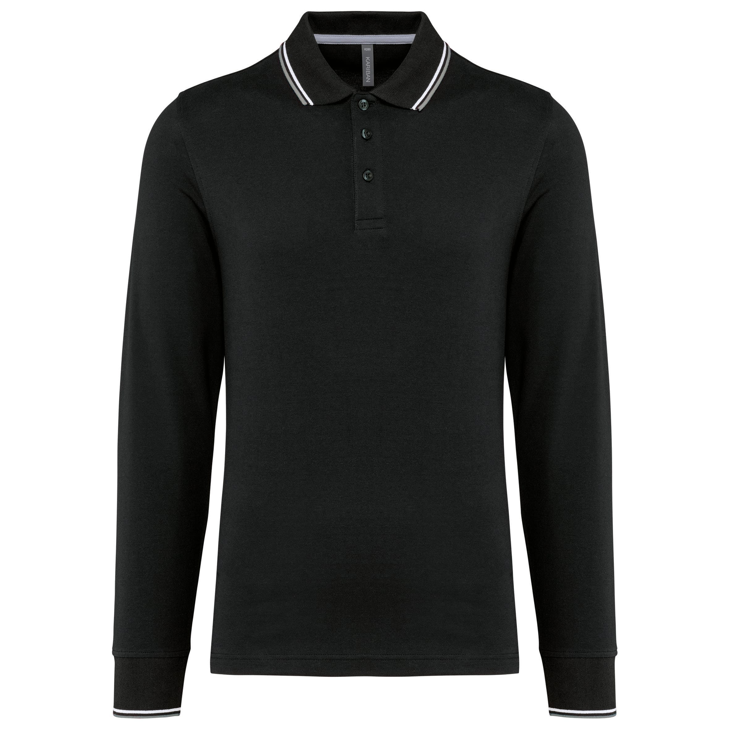 Heren polo van piquétricot met lange mouwen
