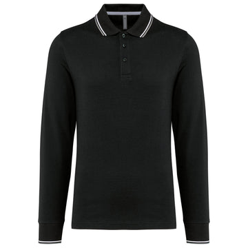 Heren polo van piquétricot met lange mouwen