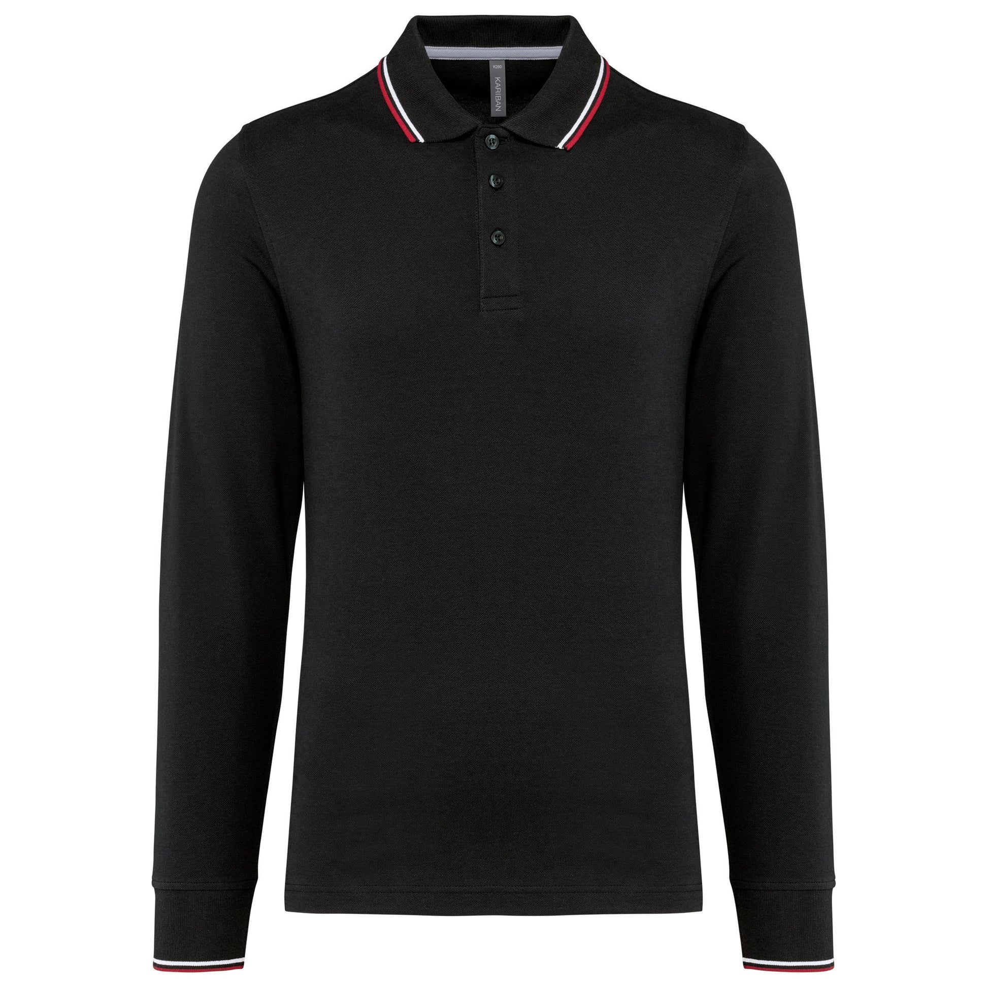 Heren polo van piquétricot met lange mouwen
