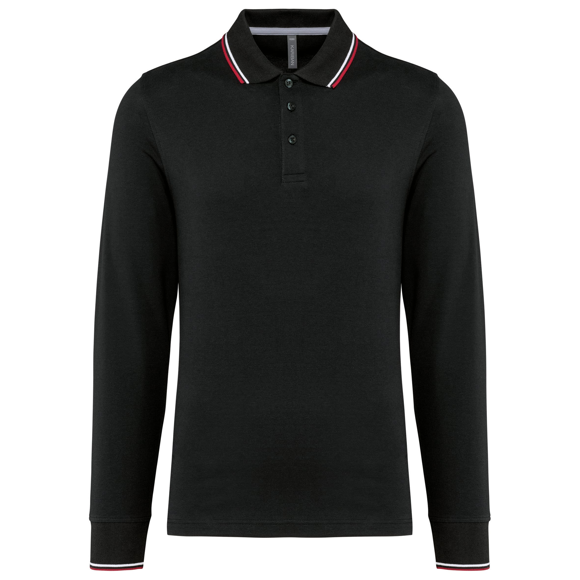 Heren polo van piquétricot met lange mouwen