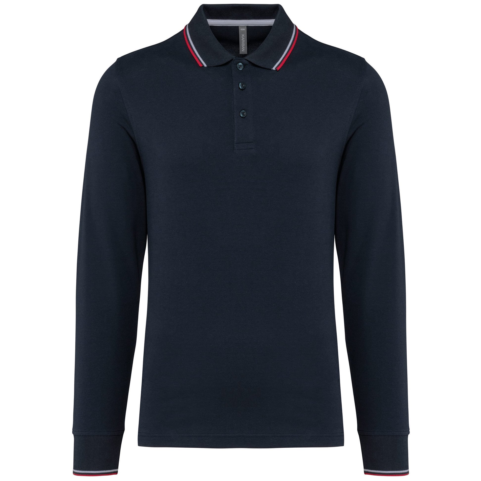Heren polo van piquétricot met lange mouwen
