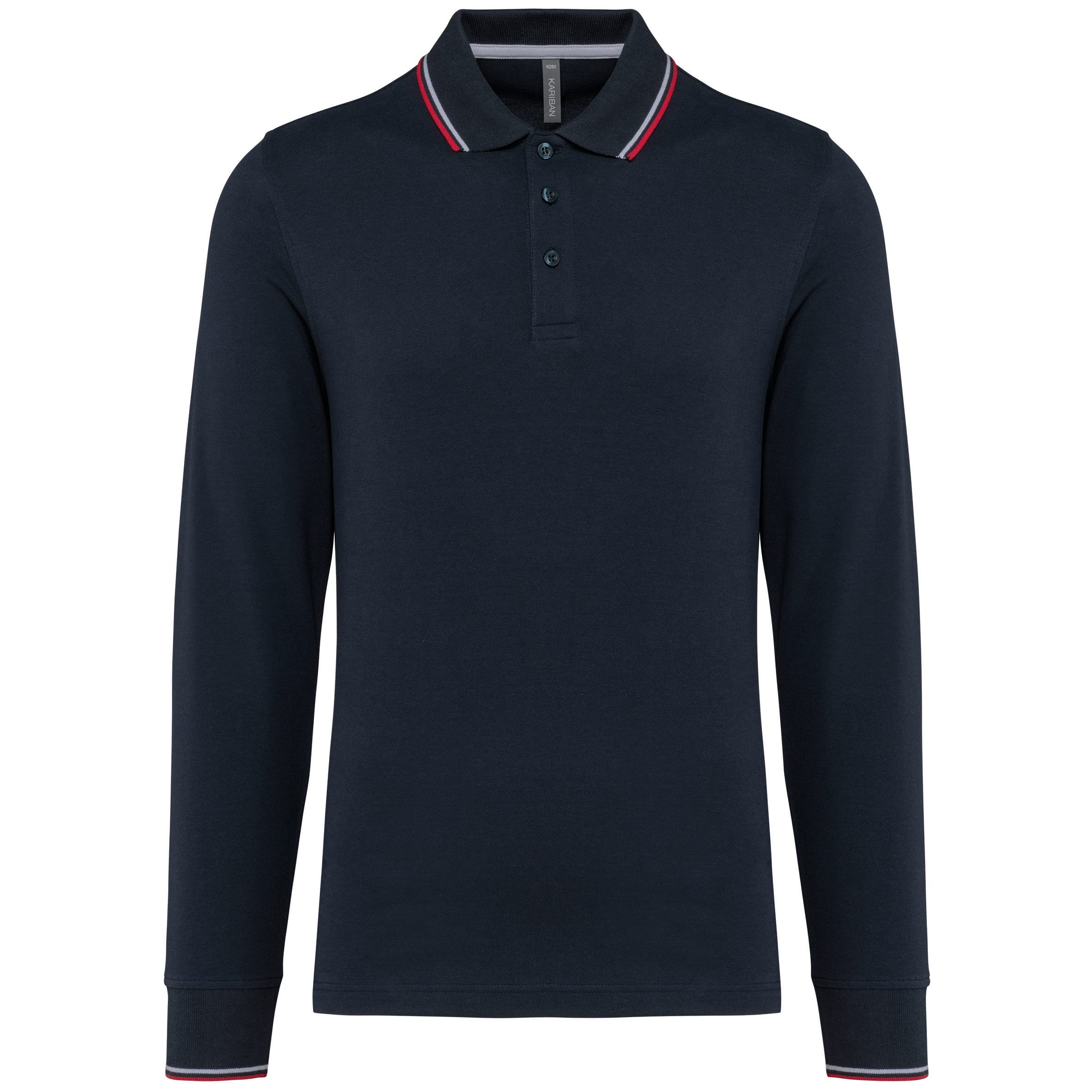 Heren polo van piquétricot met lange mouwen