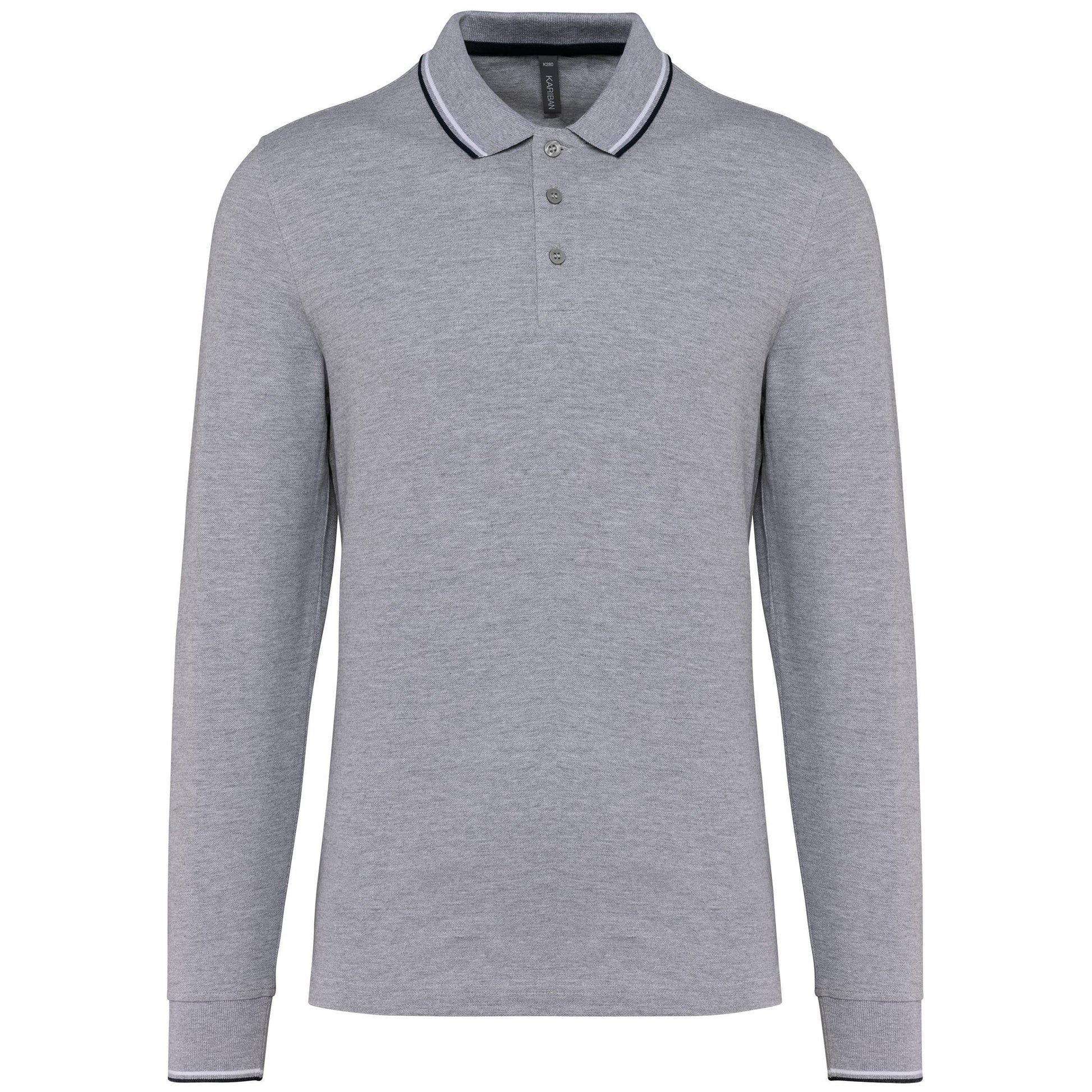 Heren polo van piquétricot met lange mouwen