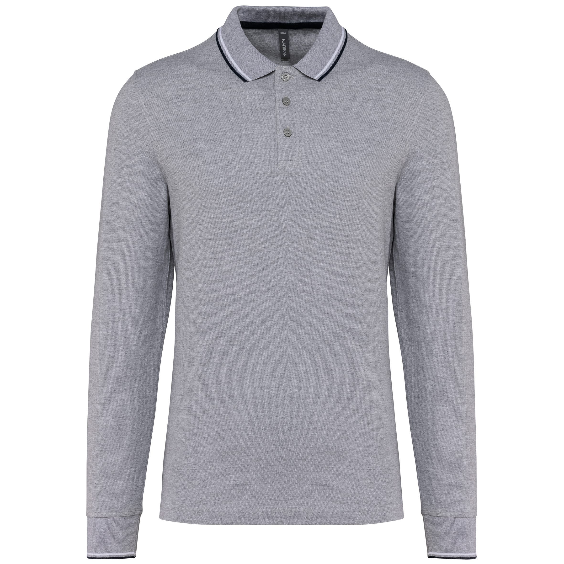 Heren polo van piquétricot met lange mouwen