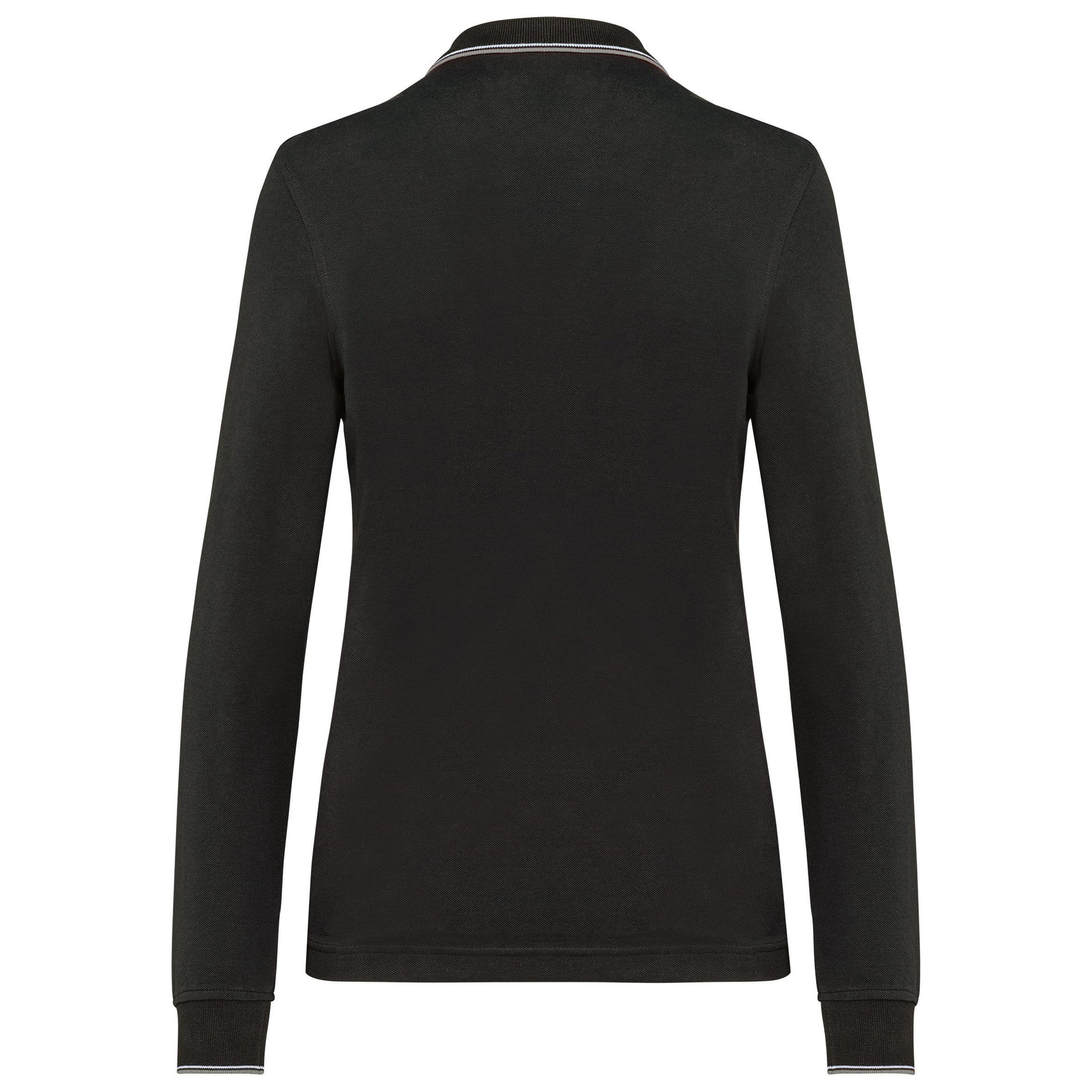 Dames polo van piquétricot met lange mouwen