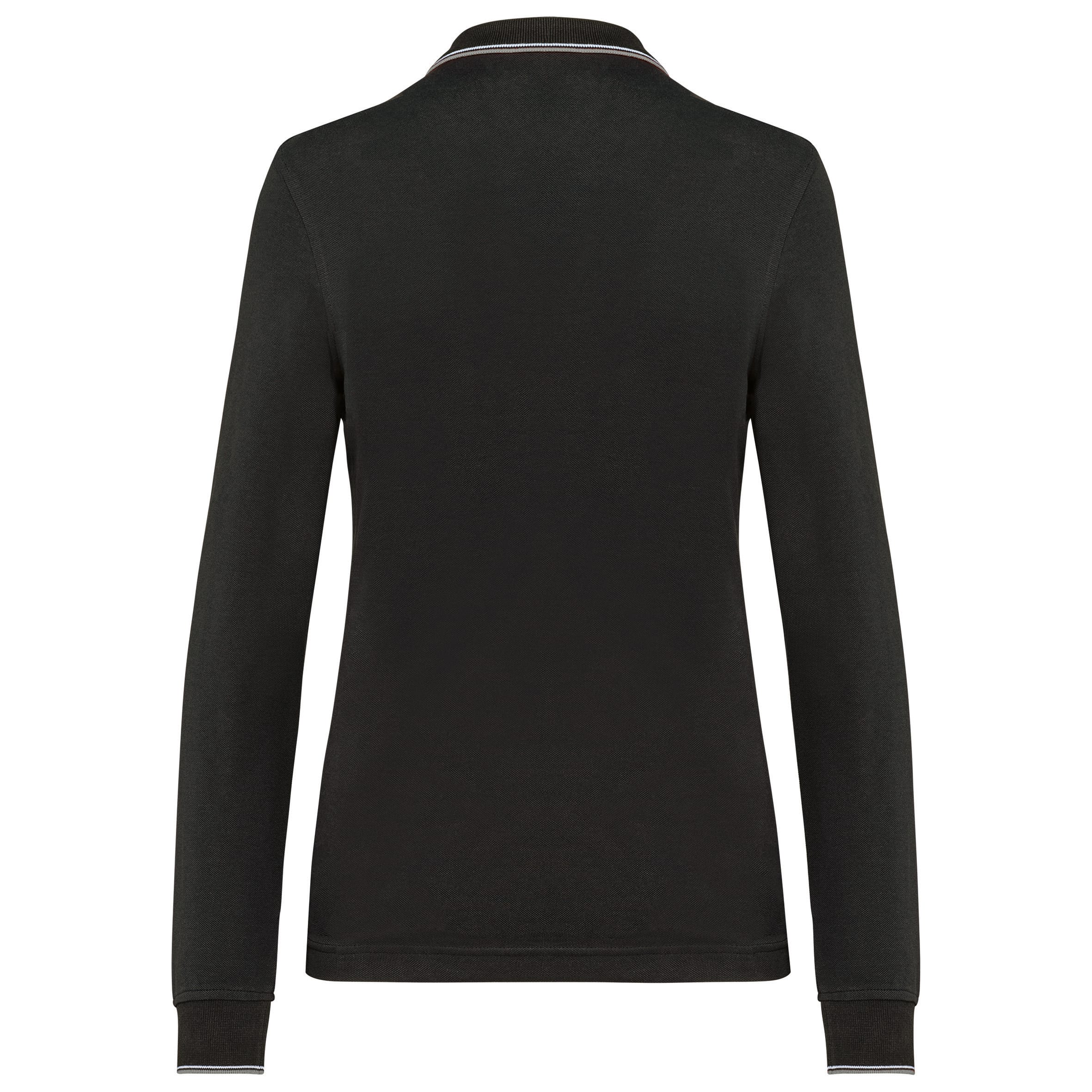 Dames polo van piquétricot met lange mouwen