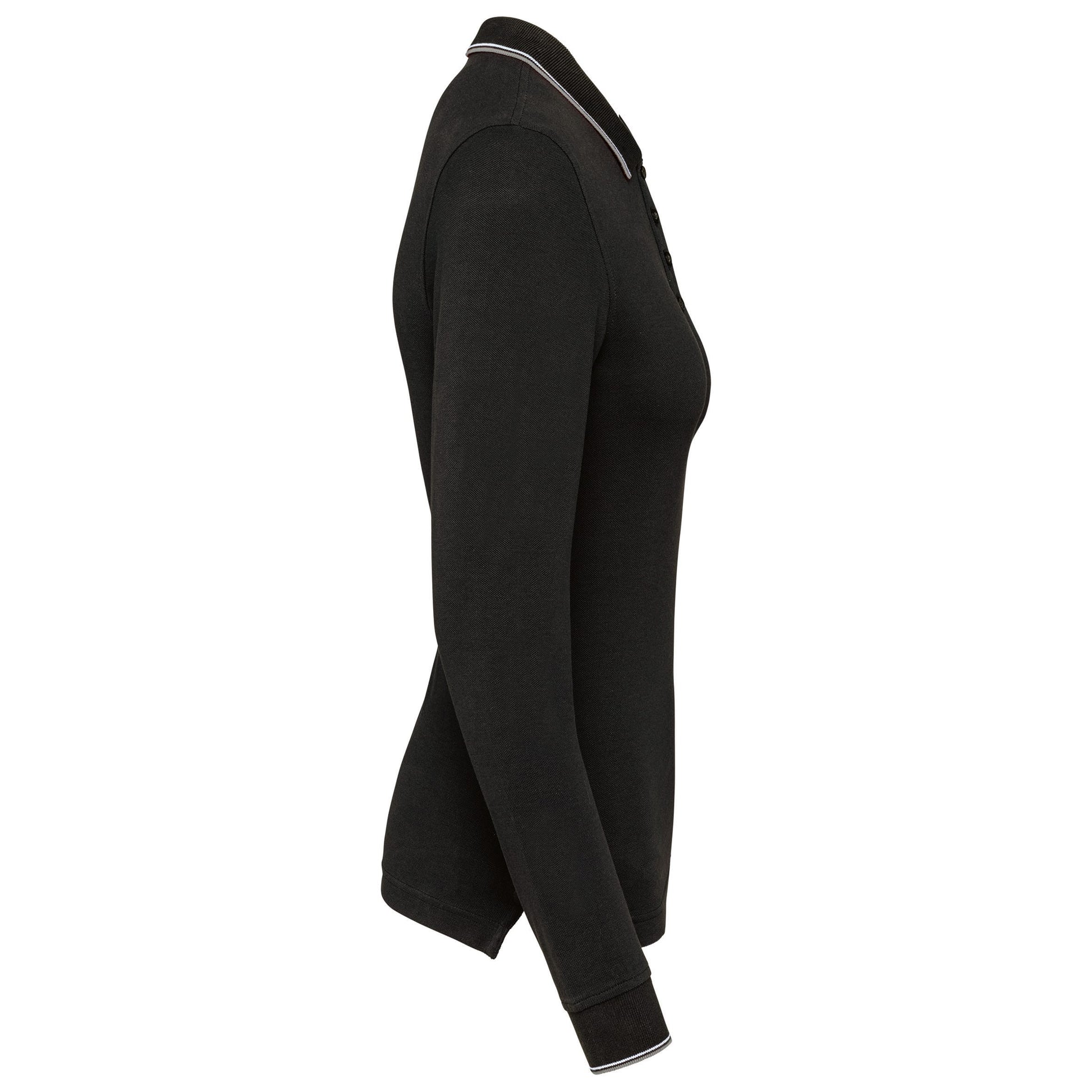 Dames polo van piquétricot met lange mouwen
