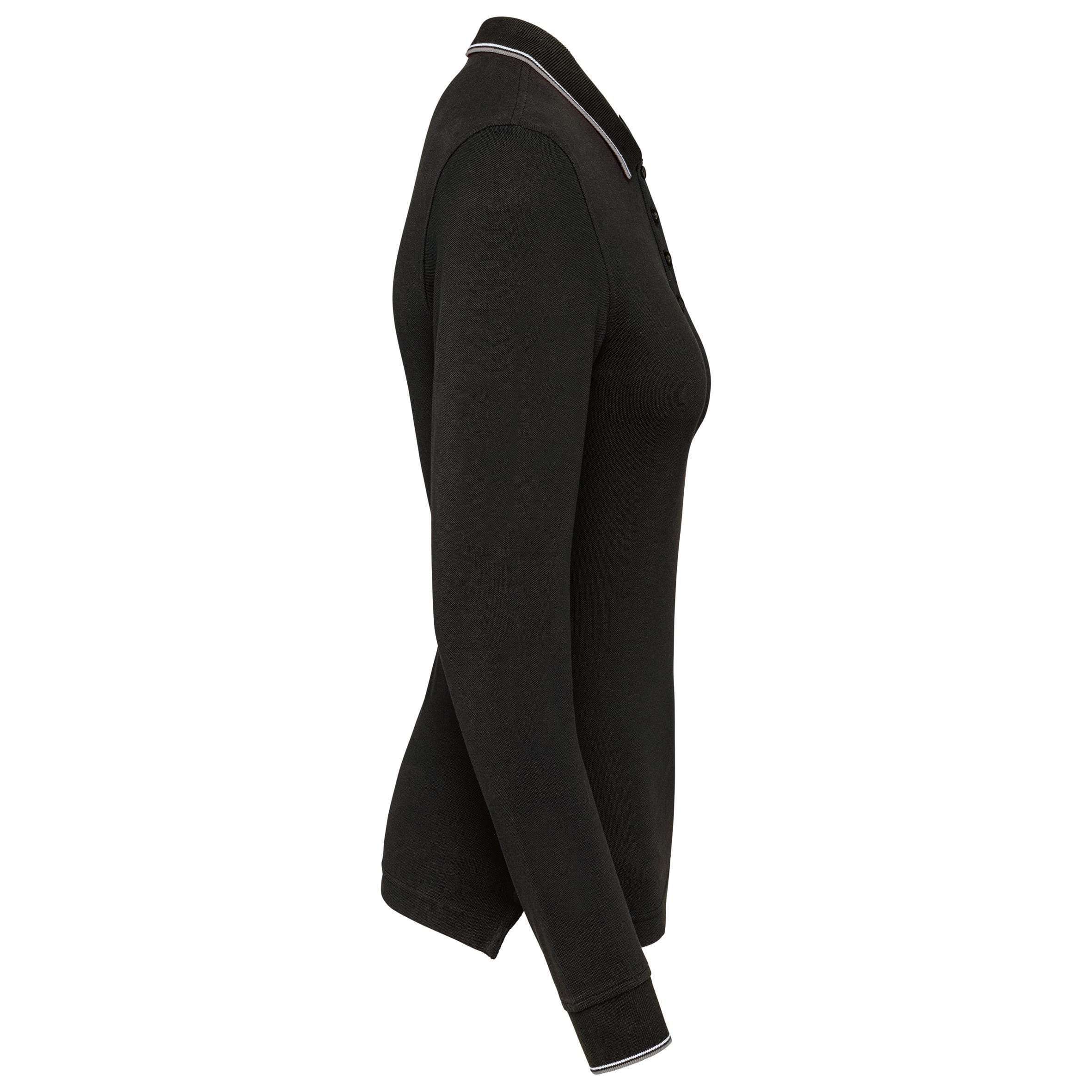 Dames polo van piquétricot met lange mouwen