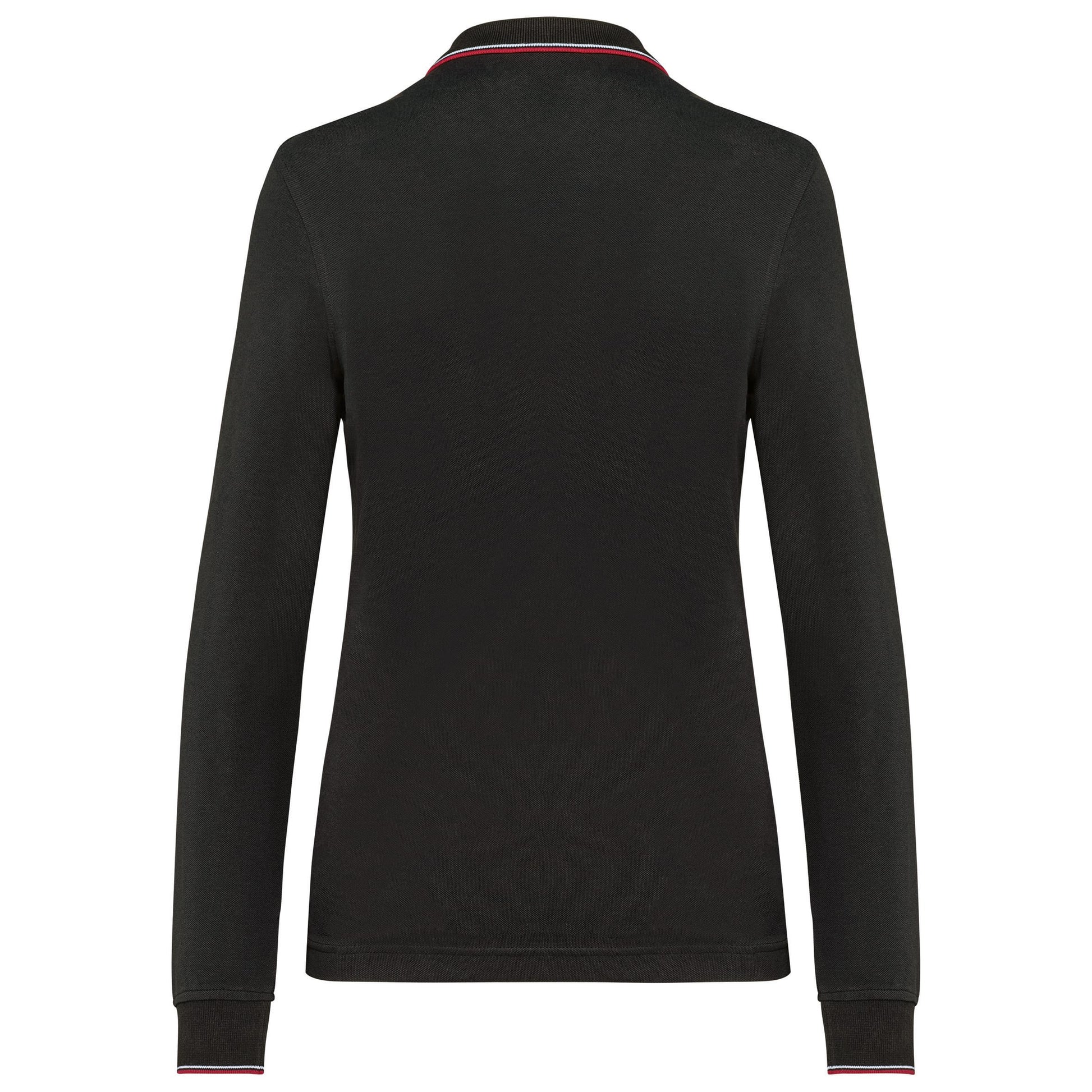 Dames polo van piquétricot met lange mouwen