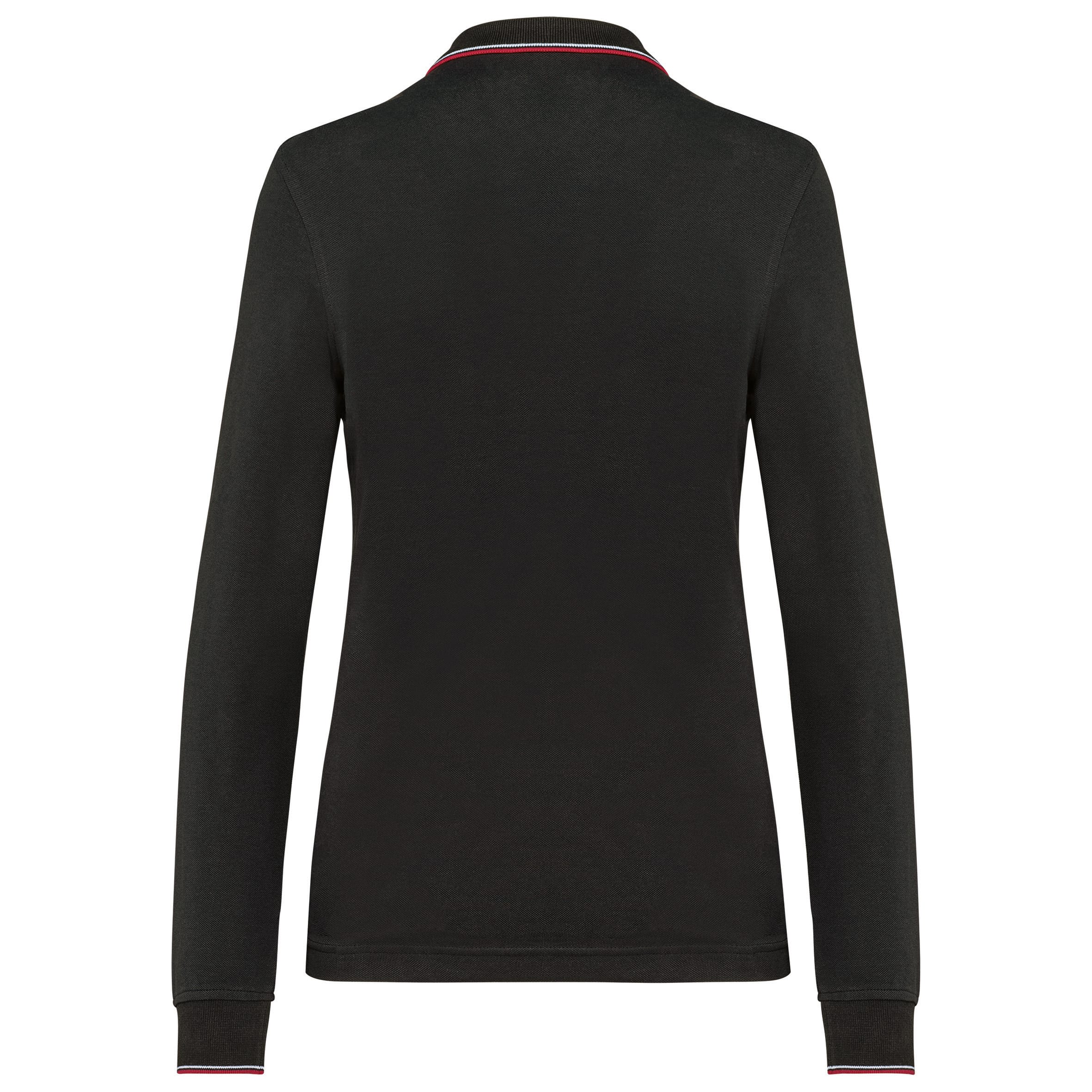 Dames polo van piquétricot met lange mouwen