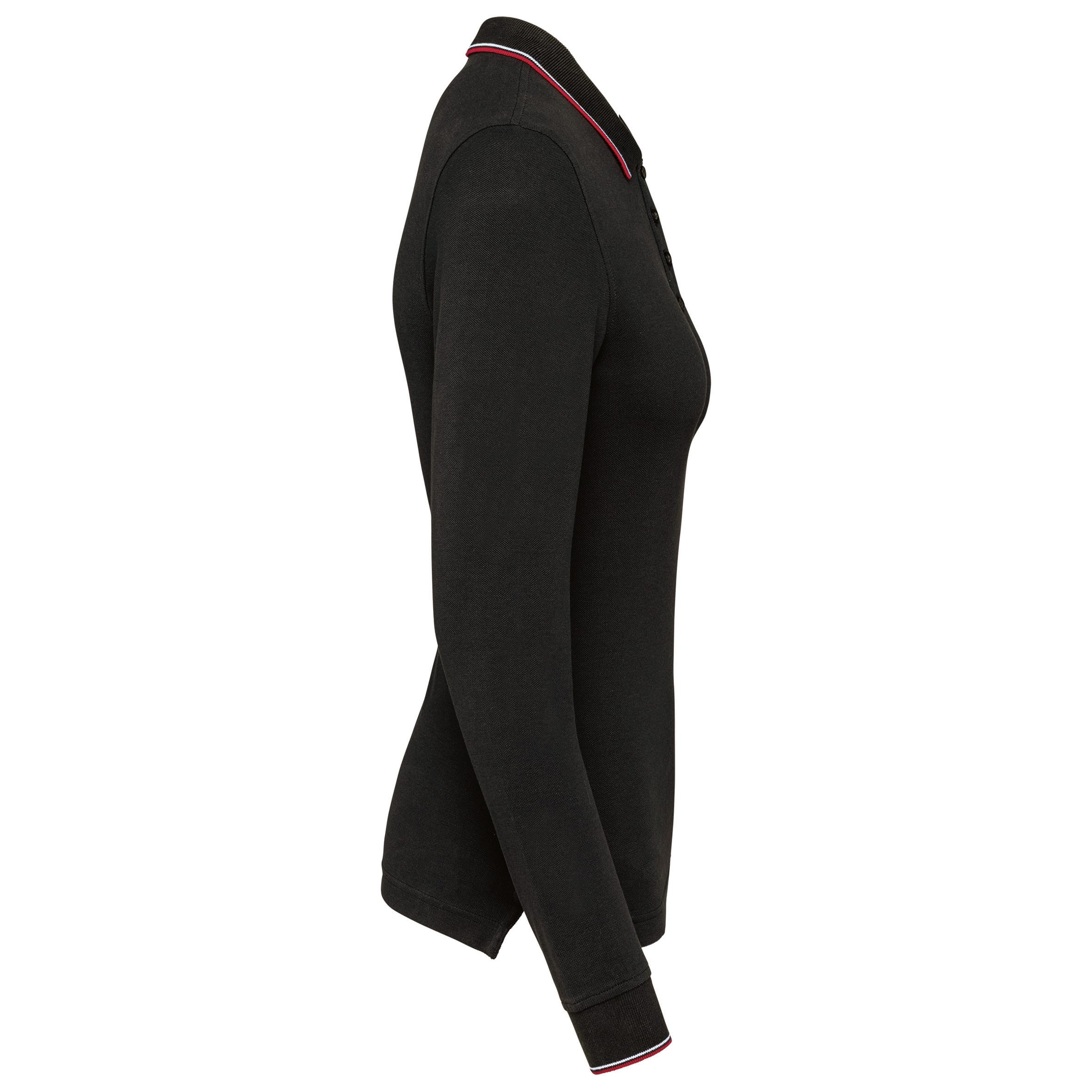 Dames polo van piquétricot met lange mouwen