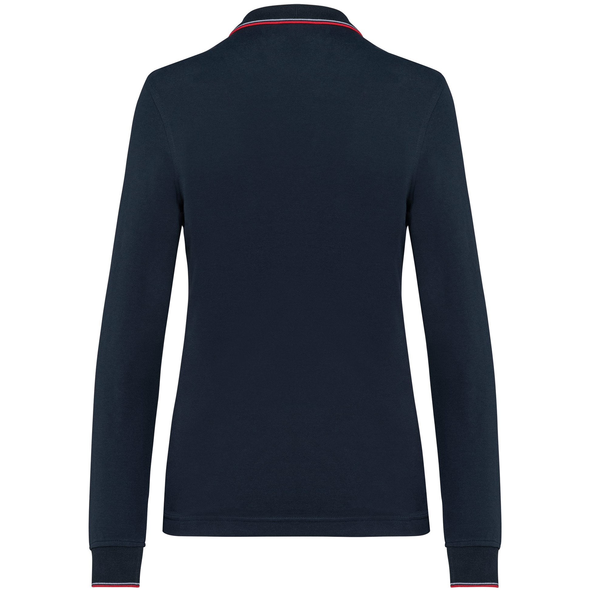 Dames polo van piquétricot met lange mouwen