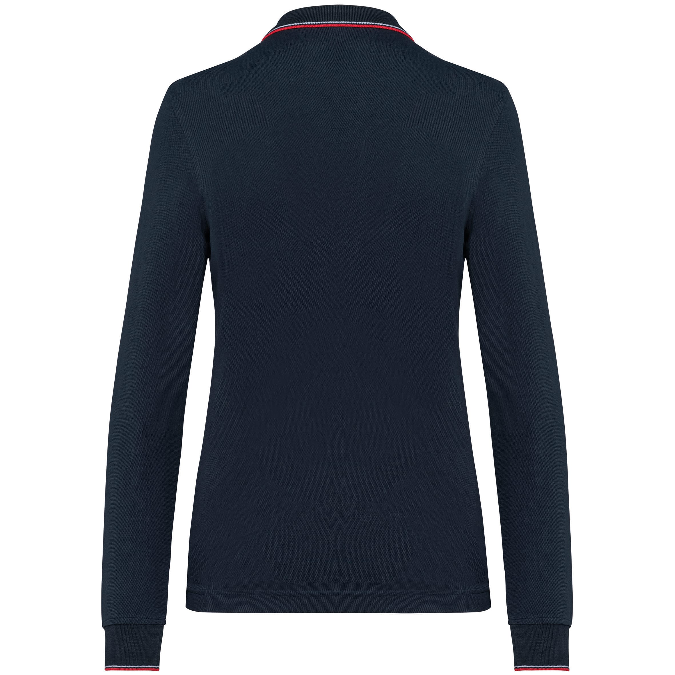 Dames polo van piquétricot met lange mouwen