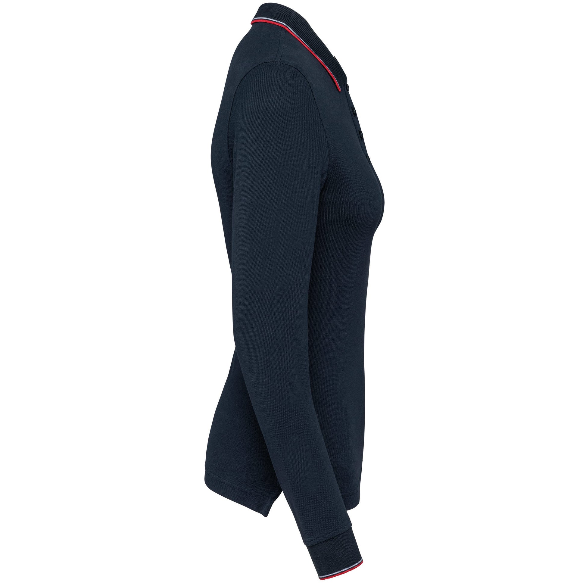 Dames polo van piquétricot met lange mouwen