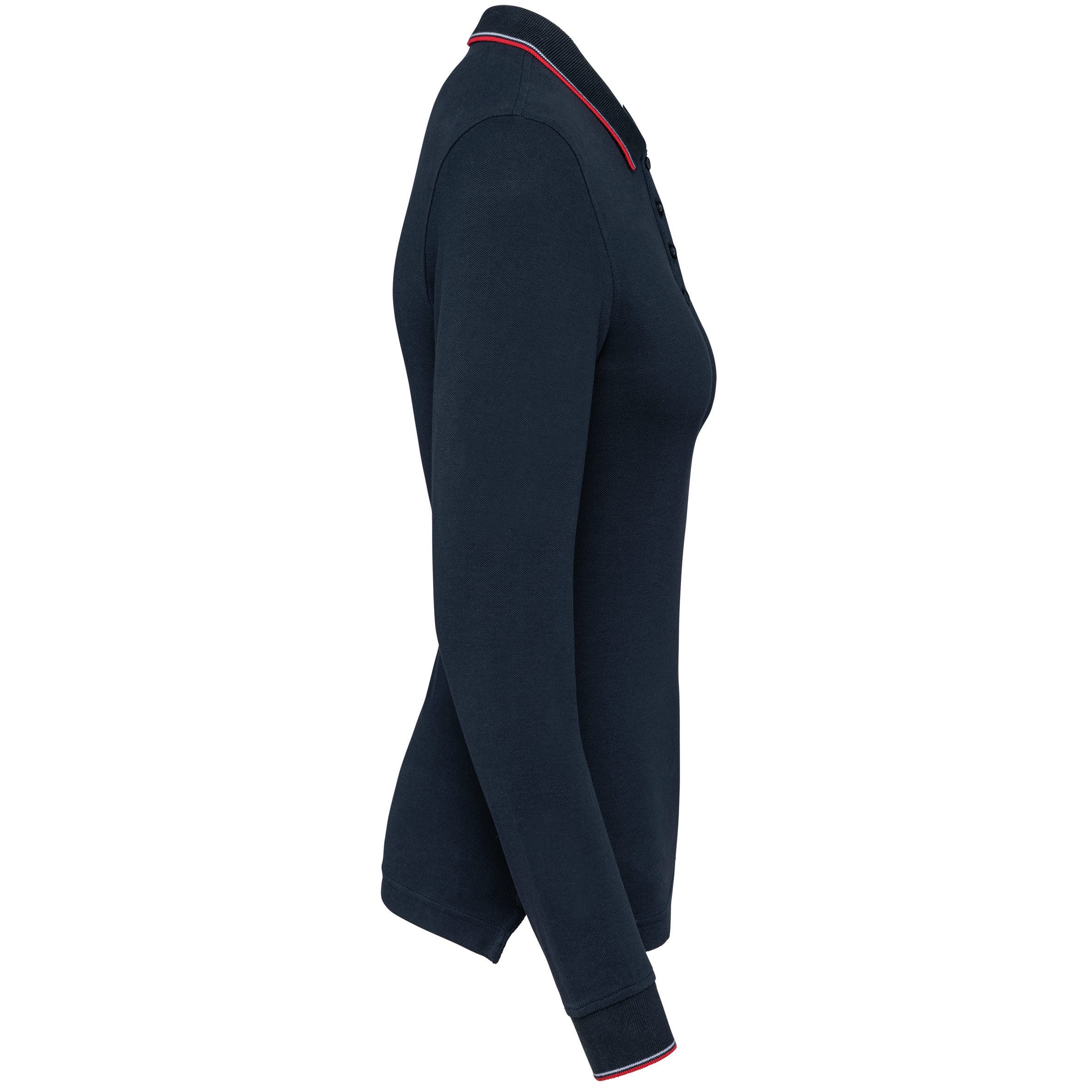 Dames polo van piquétricot met lange mouwen