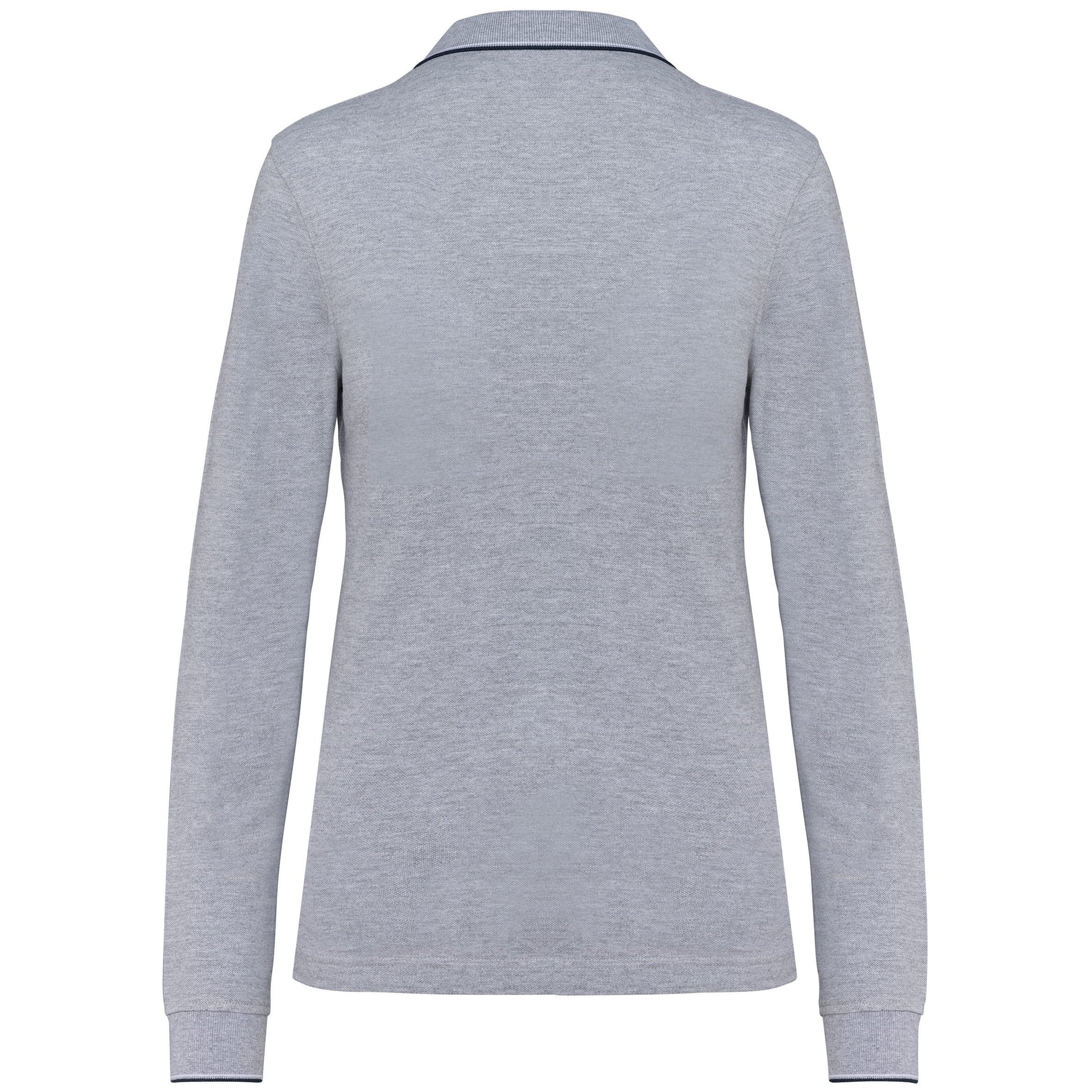 Dames polo van piquétricot met lange mouwen