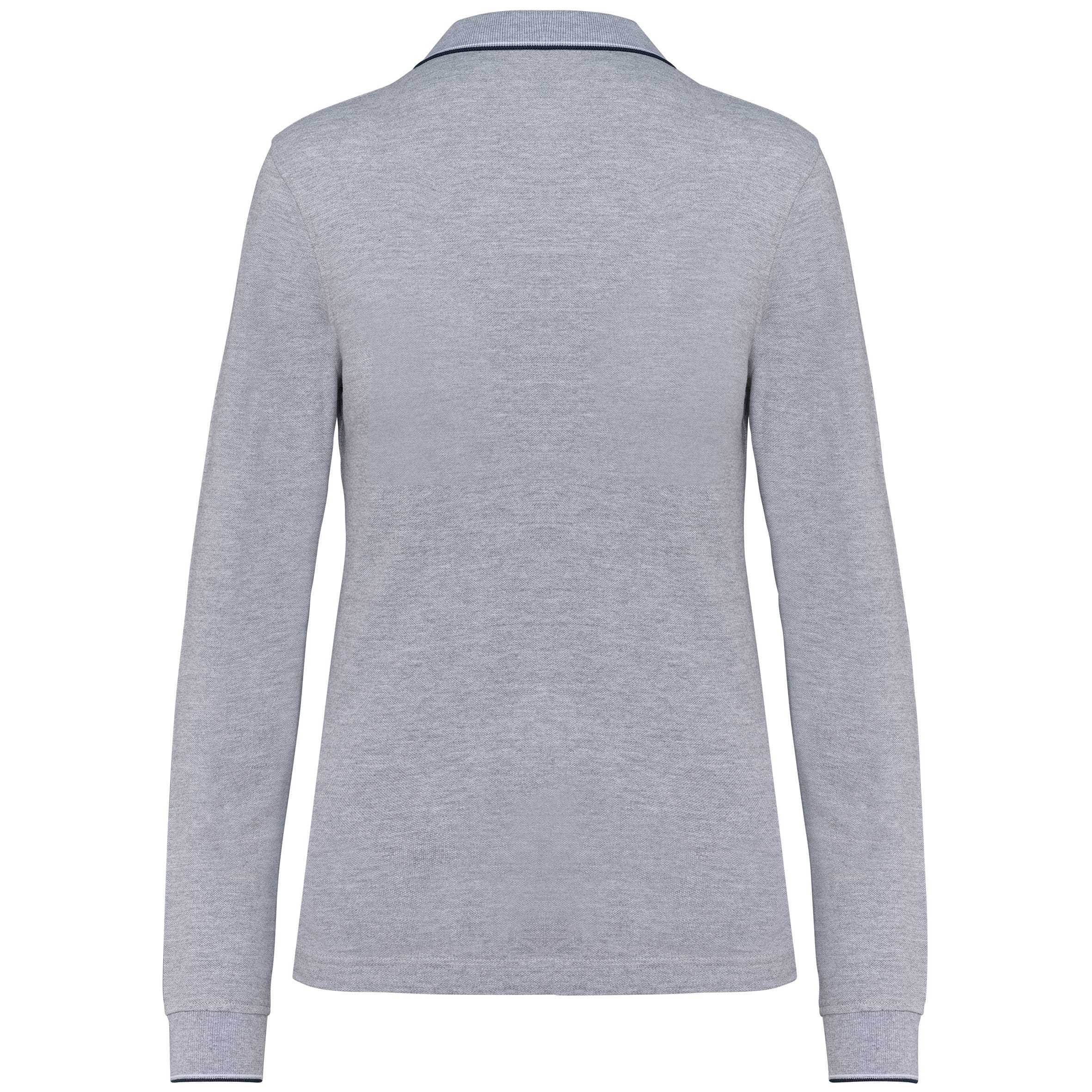 Dames polo van piquétricot met lange mouwen