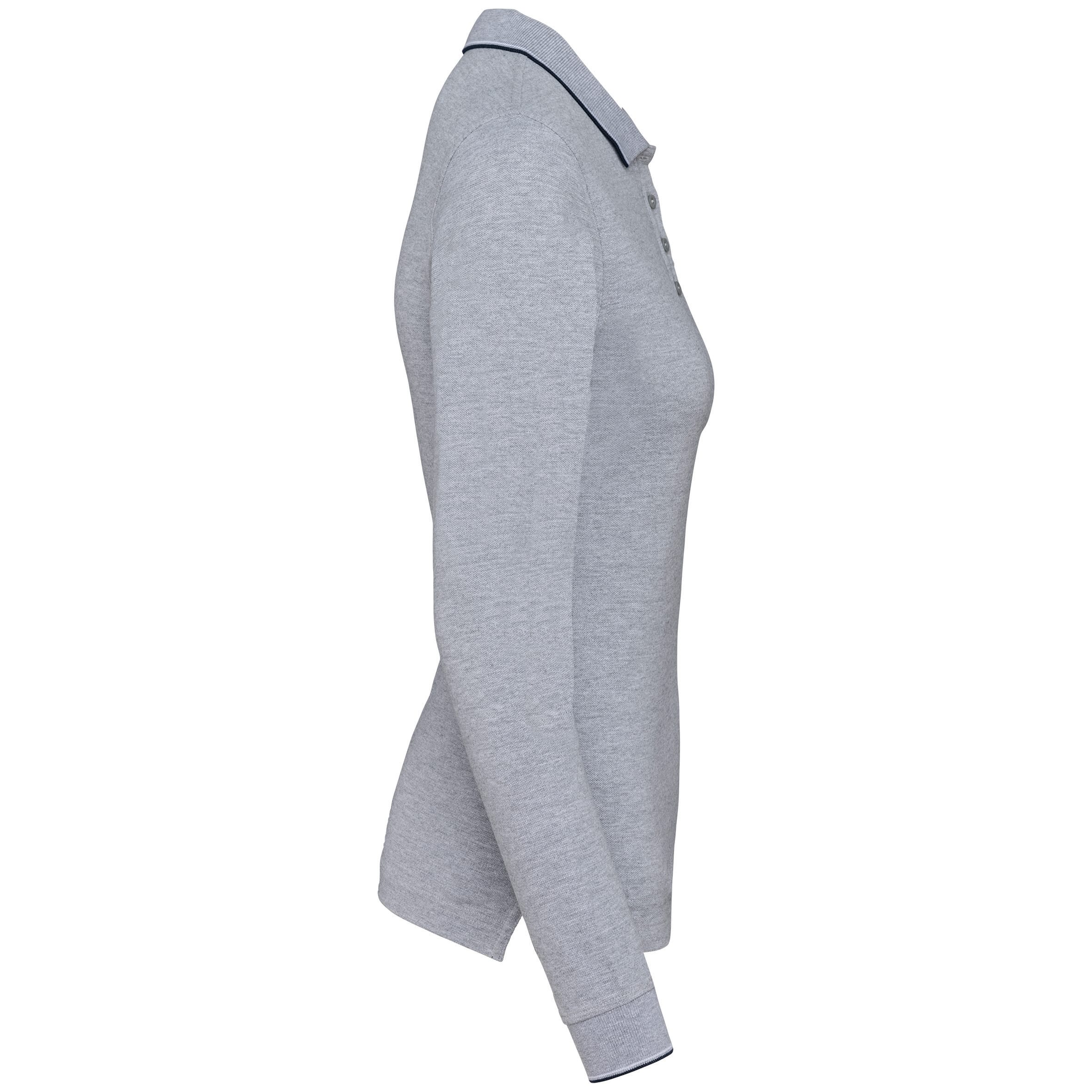 Dames polo van piquétricot met lange mouwen