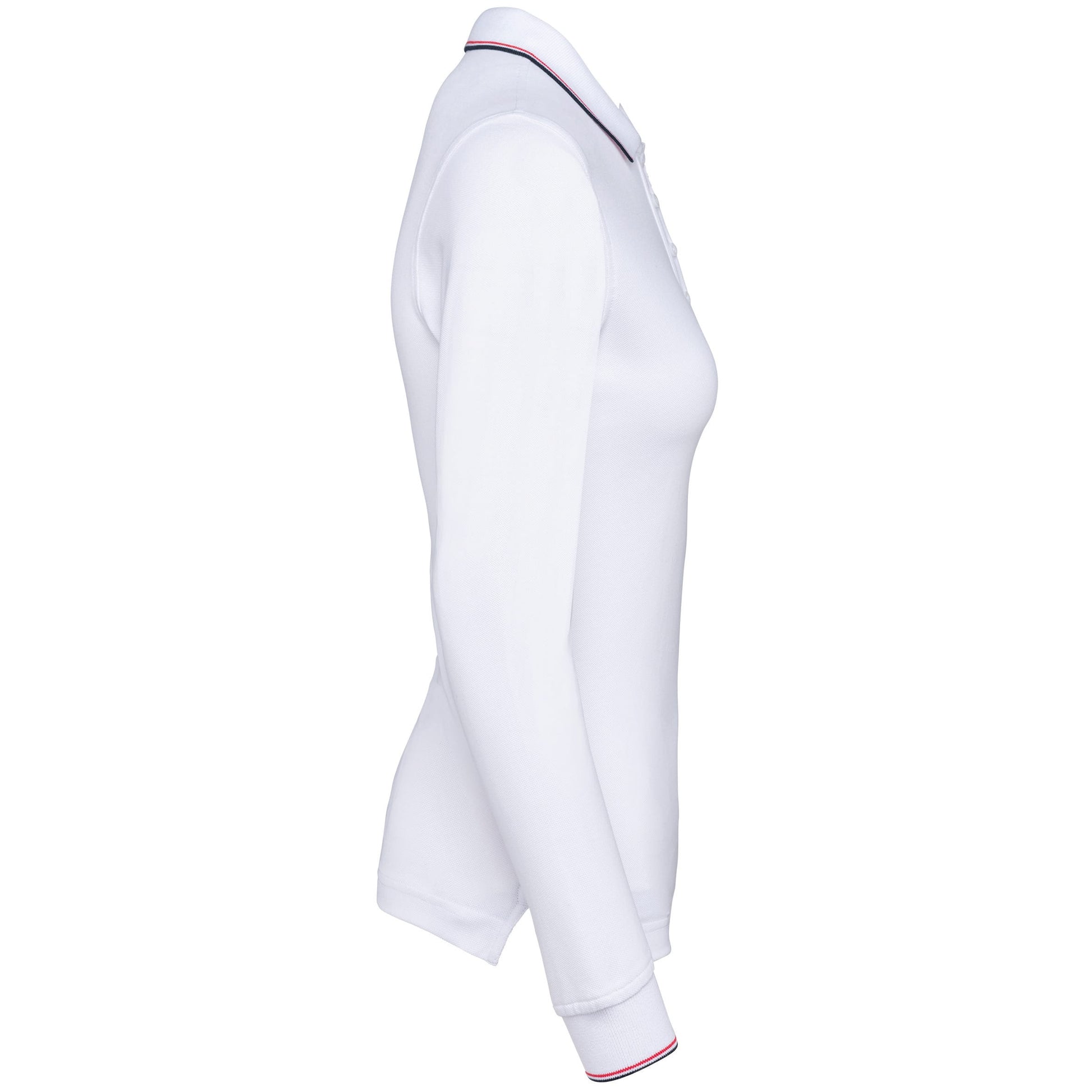 Dames polo van piquétricot met lange mouwen