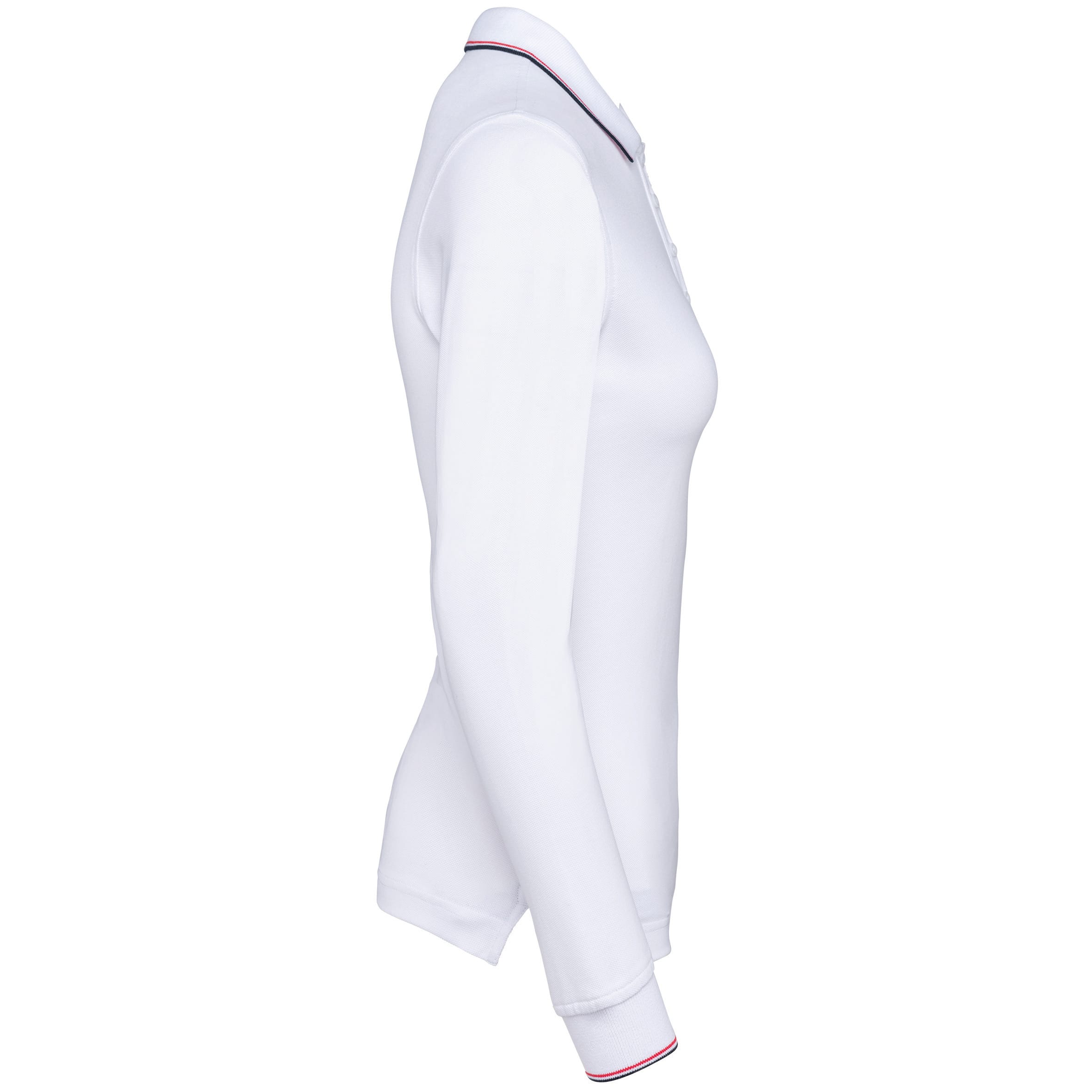 Dames polo van piquétricot met lange mouwen