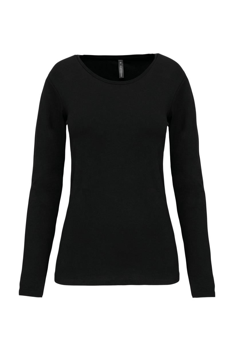 Dames-t-shirt ronde hals lange mouwen