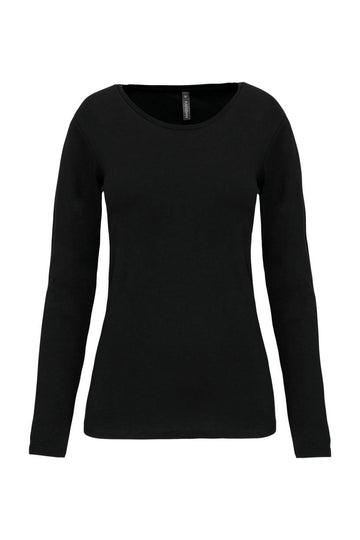 Dames-t-shirt ronde hals lange mouwen