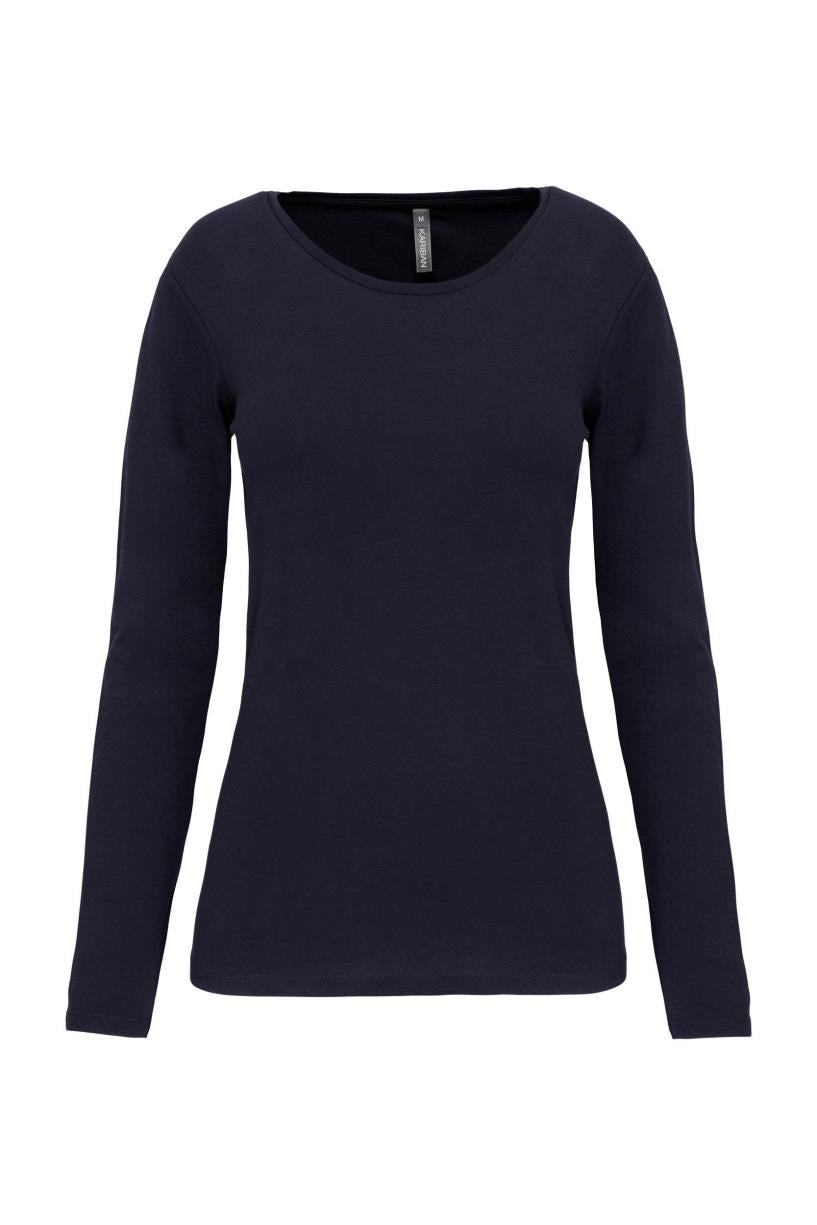 Dames-t-shirt ronde hals lange mouwen
