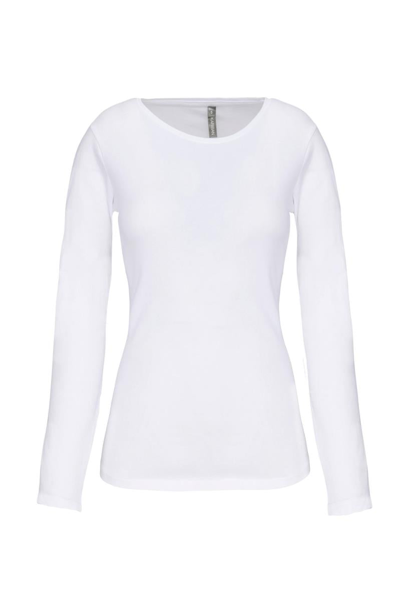 Dames-t-shirt ronde hals lange mouwen