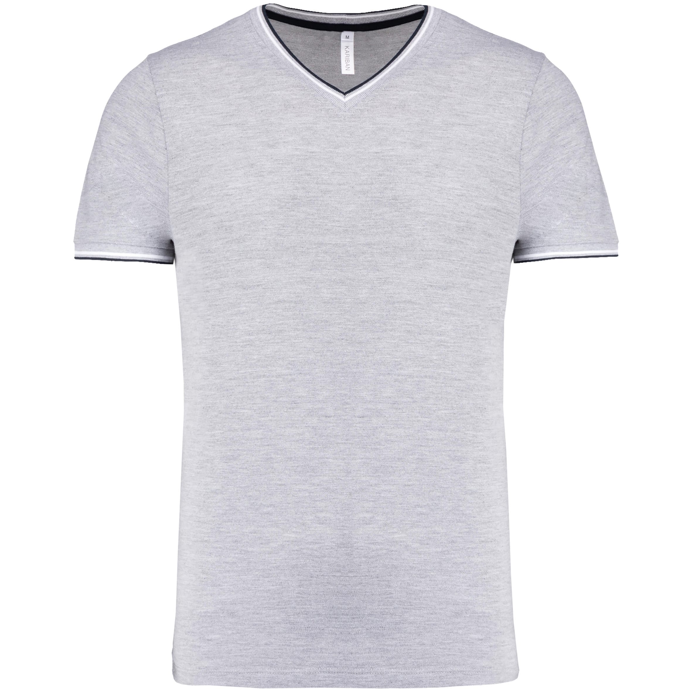 Heren-t-shirt piqué V-hals