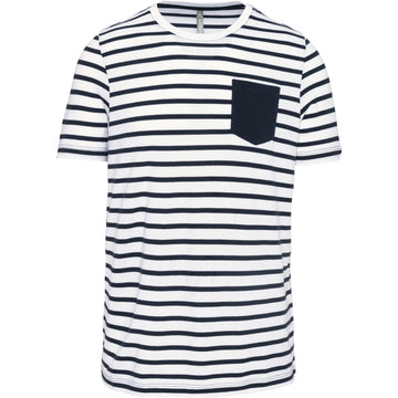 Gestreept T-shirt met zak en korte mouwen