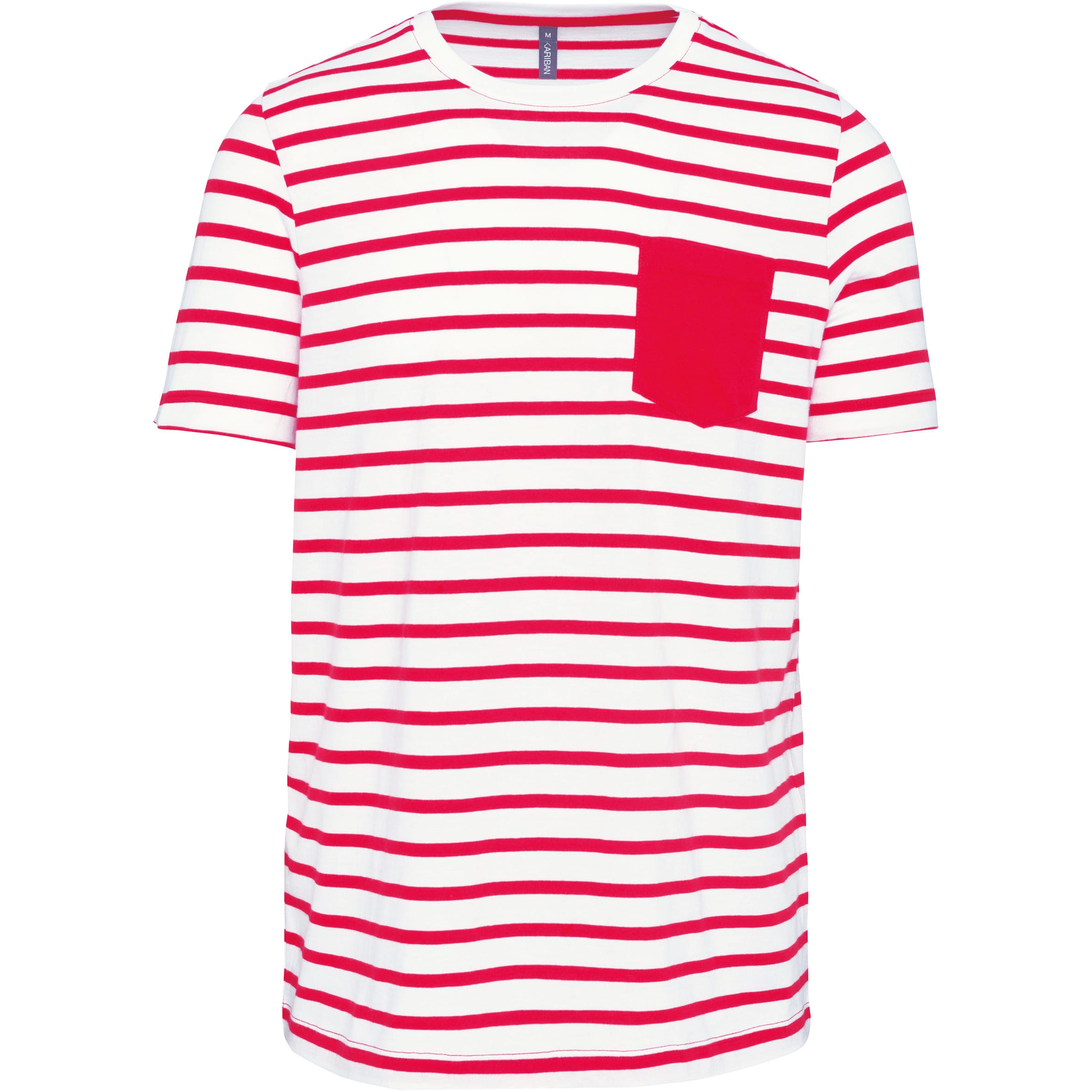 Gestreept T-shirt met zak en korte mouwen