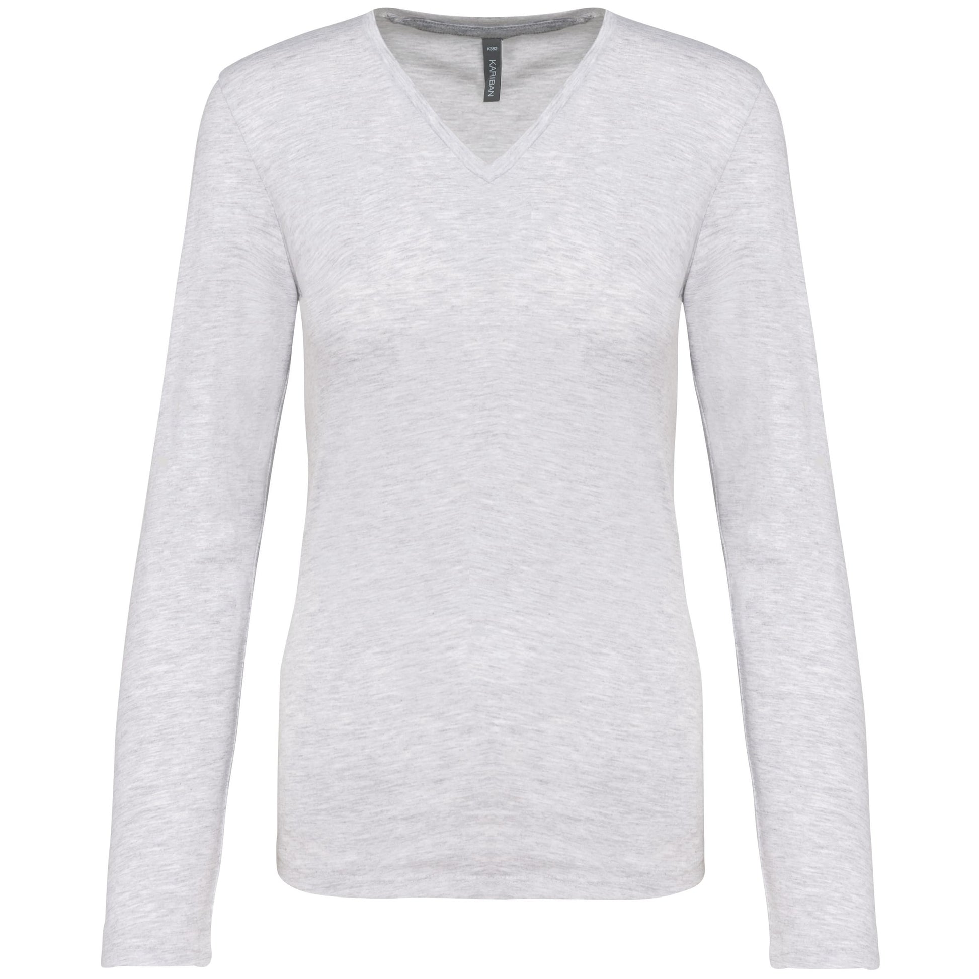Dames t-shirt V-hals lange mouwen