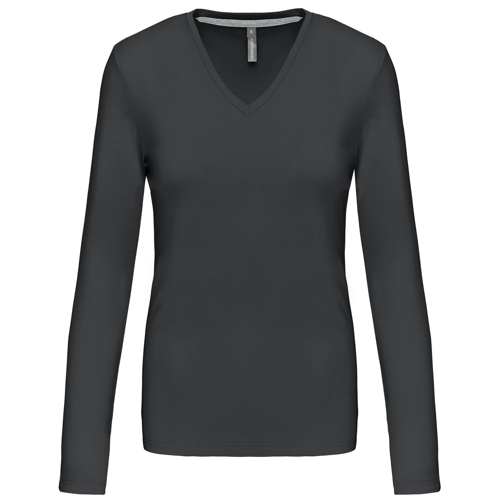 Dames t-shirt V-hals lange mouwen