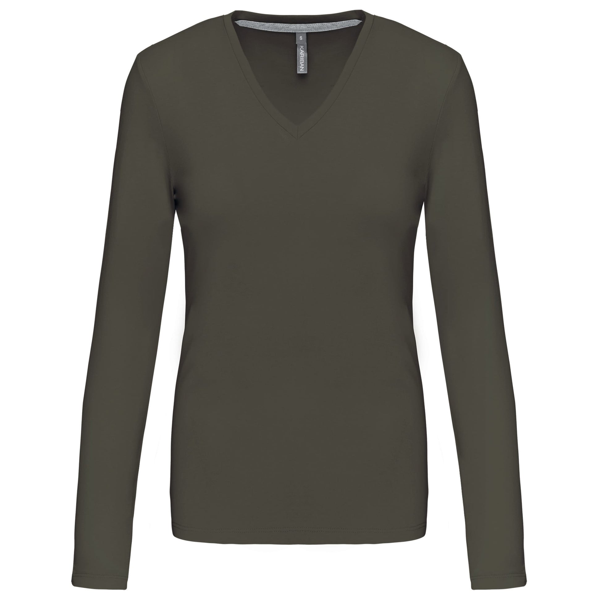 Dames t-shirt V-hals lange mouwen