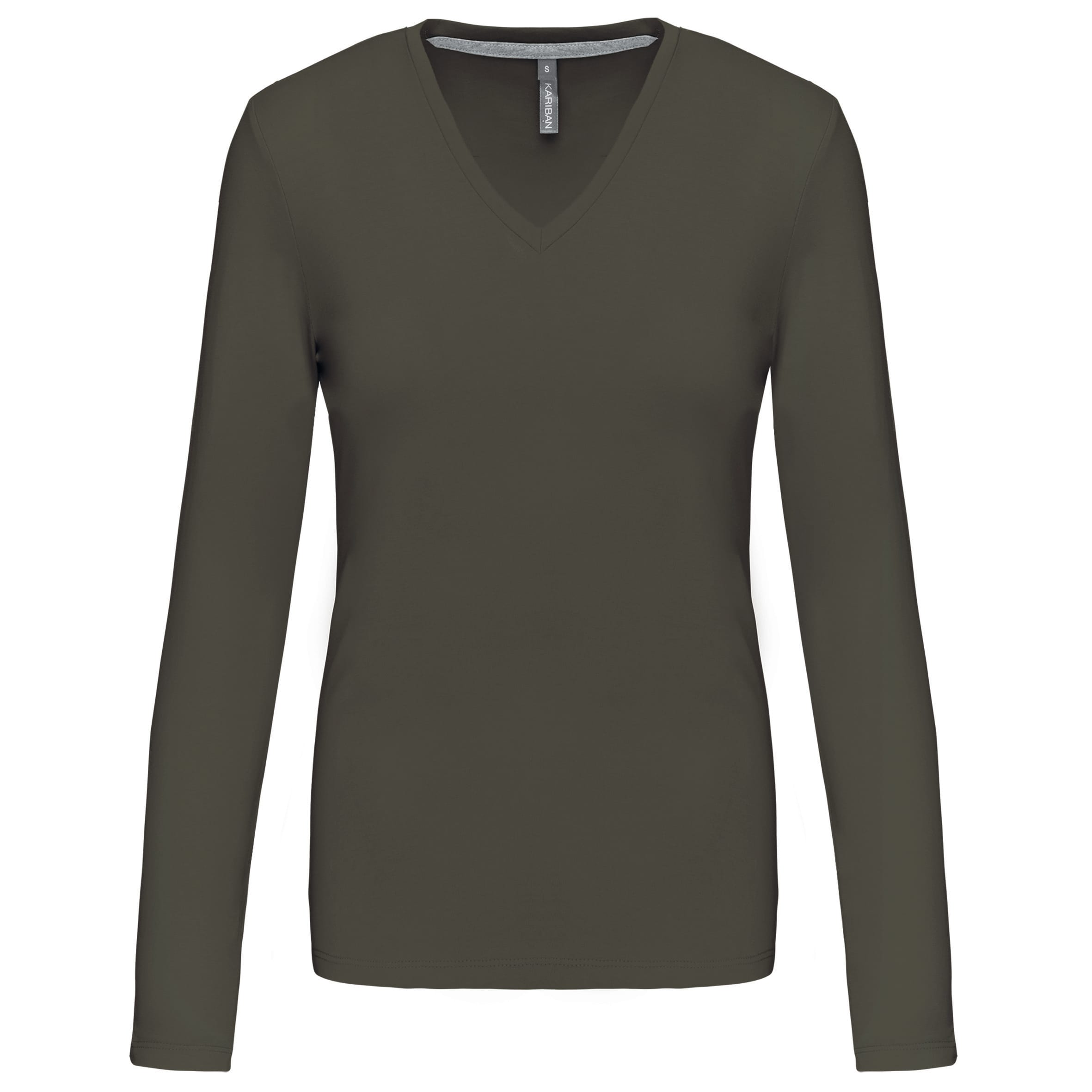 Dames t-shirt V-hals lange mouwen