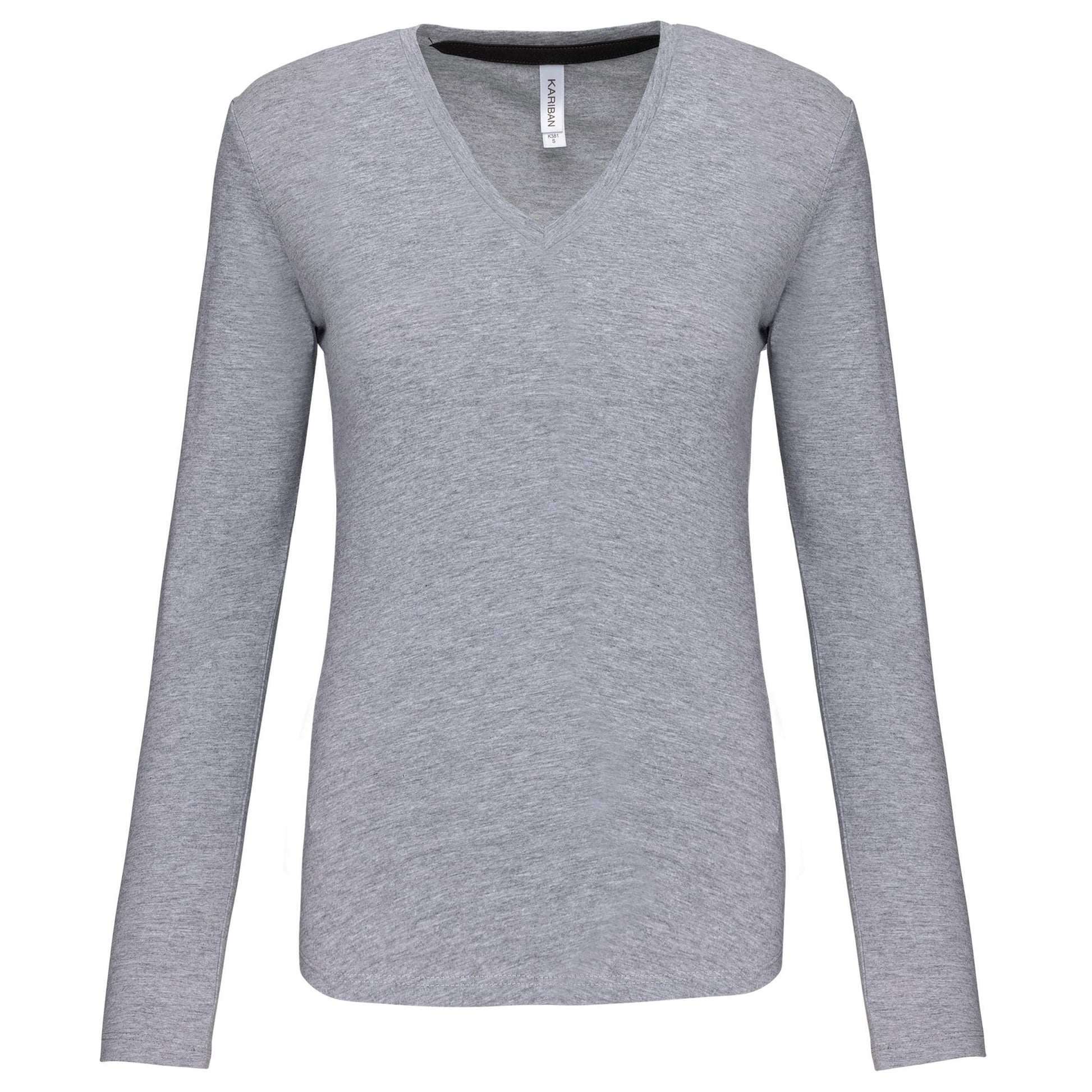Dames t-shirt V-hals lange mouwen