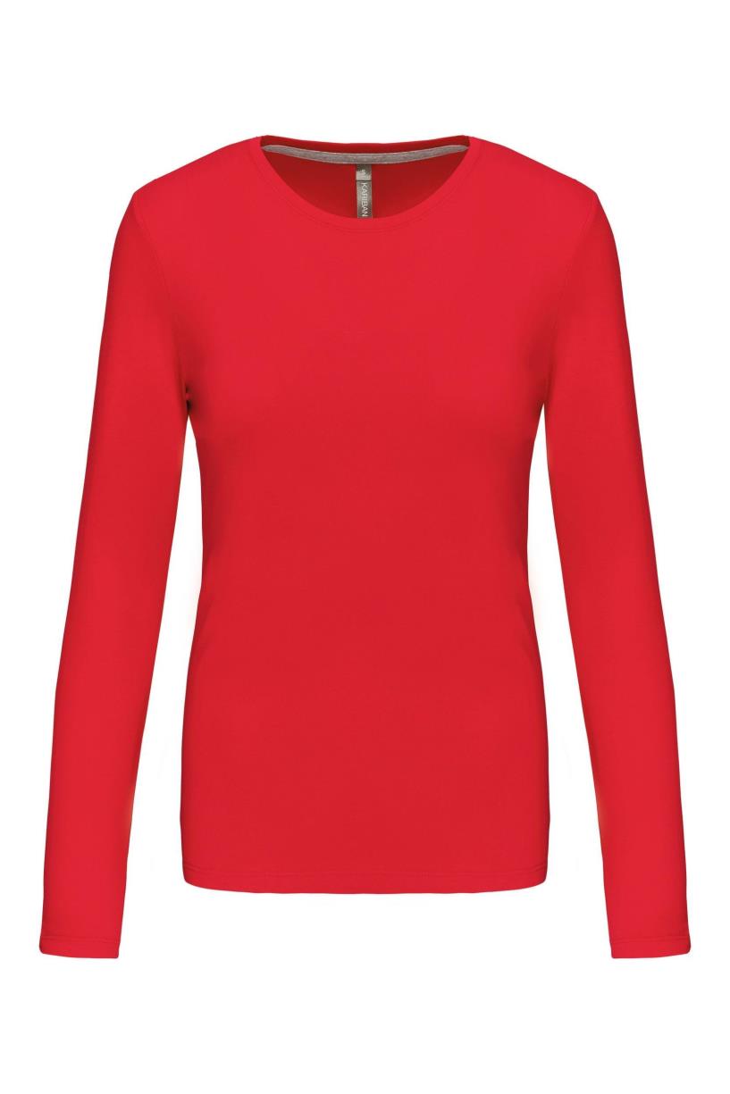 Dames T-shirt ronde hals lange mouwen