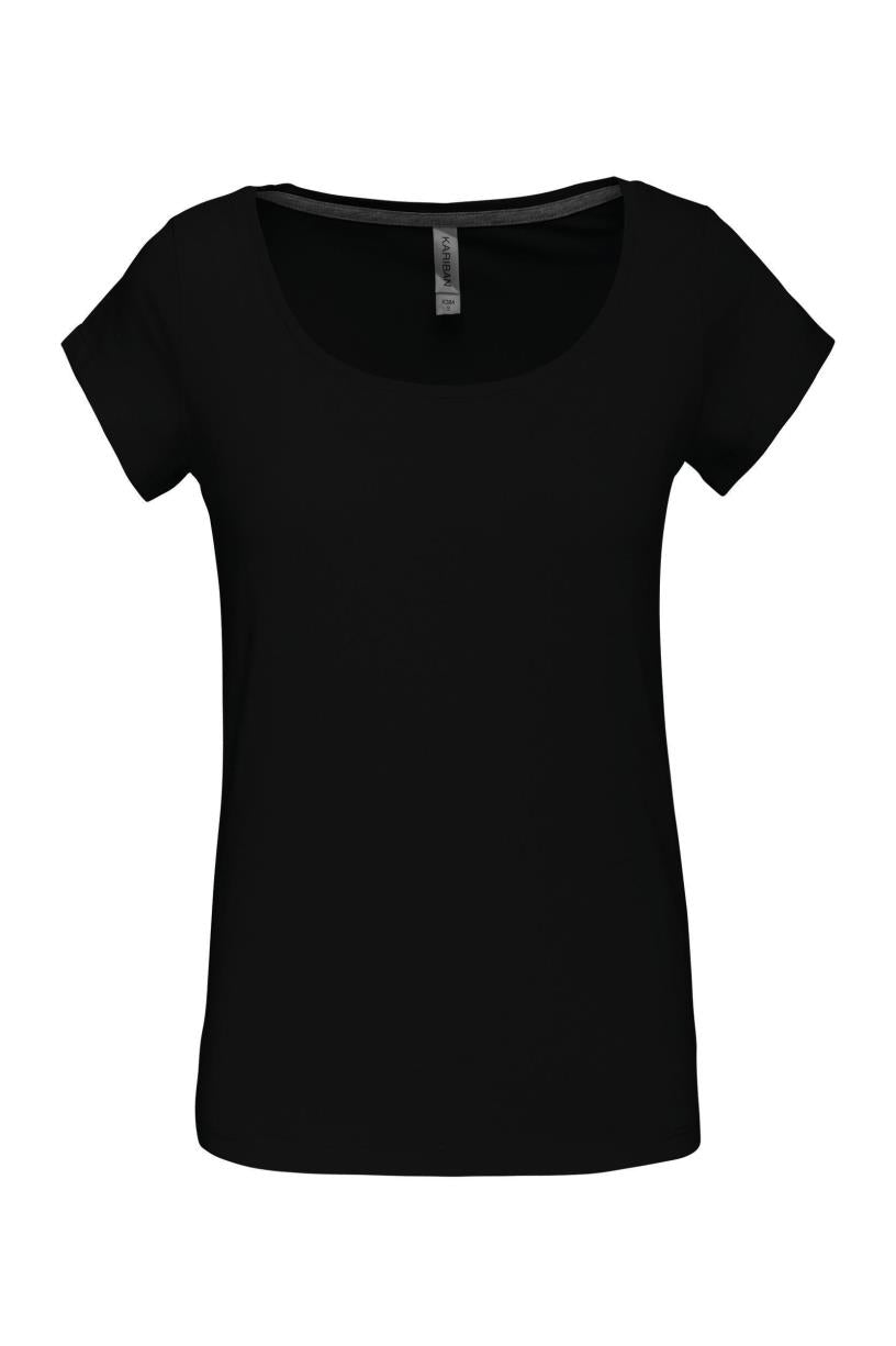 Dames-t-shirt korte mouwen met boothals