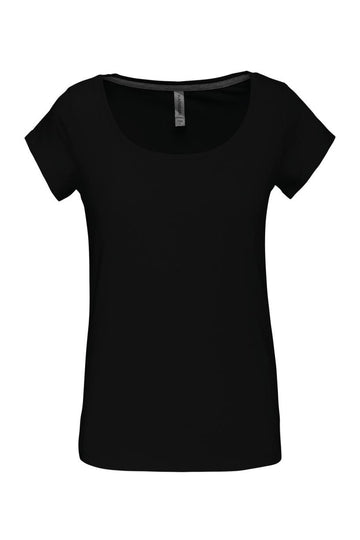 Dames-t-shirt korte mouwen met boothals