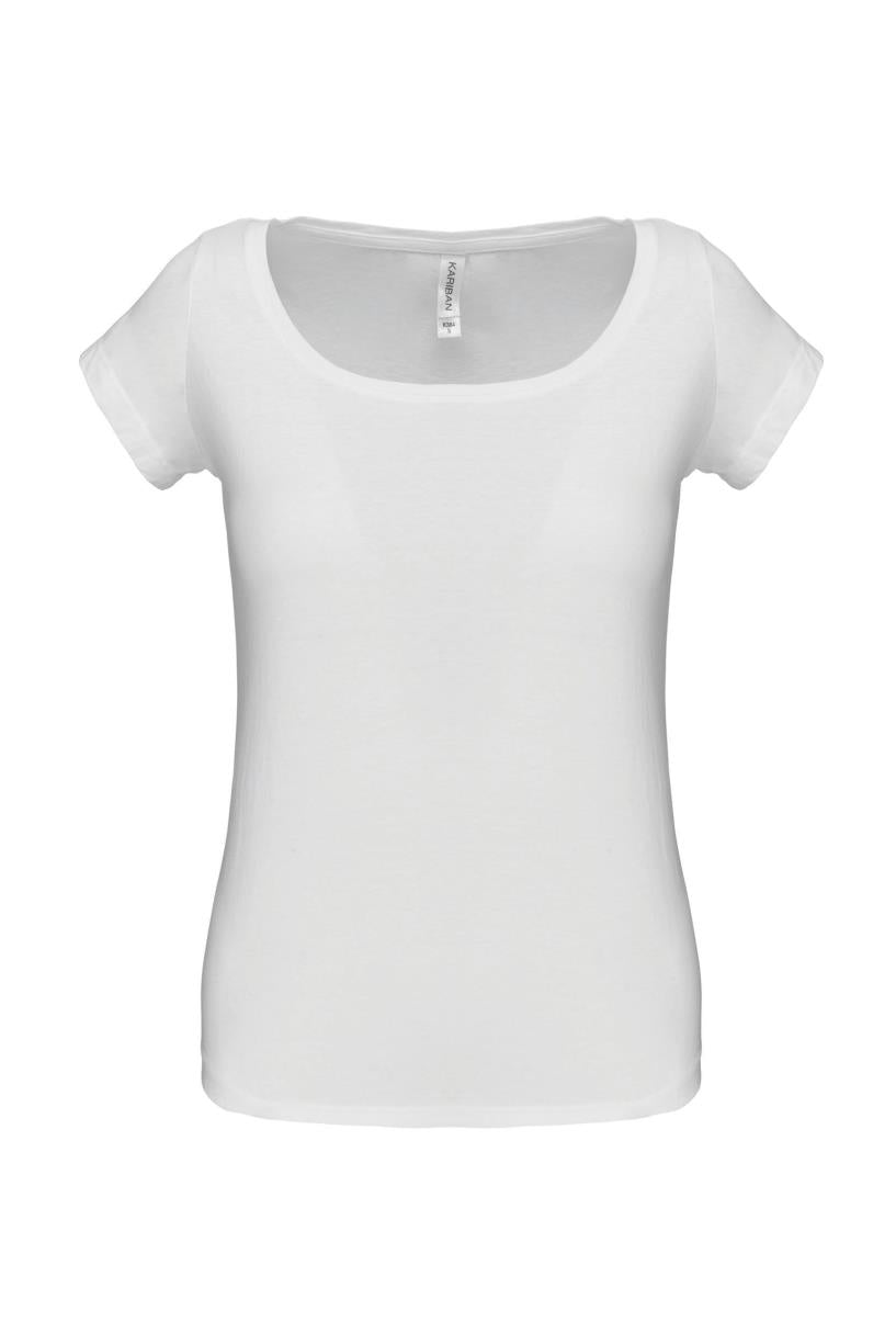 Dames-t-shirt korte mouwen met boothals
