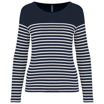 Gestreept dames-t-shirt lange mouwen