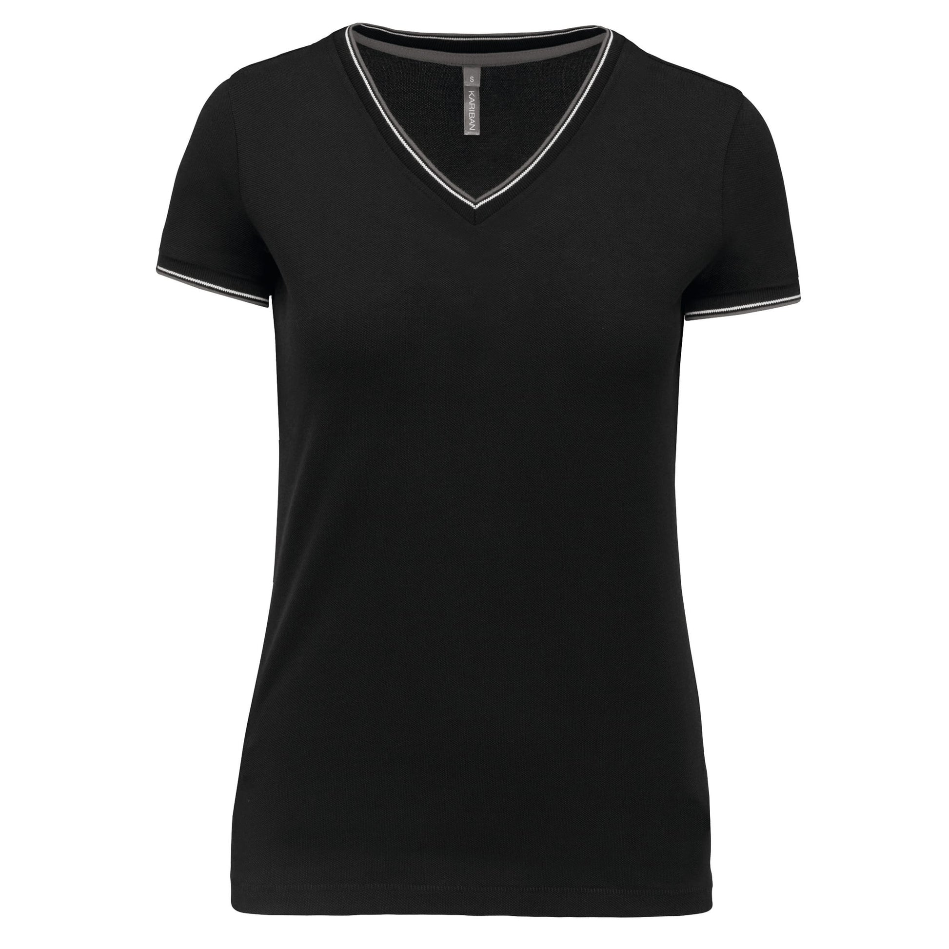 Dames-t-shirt piqué V-hals