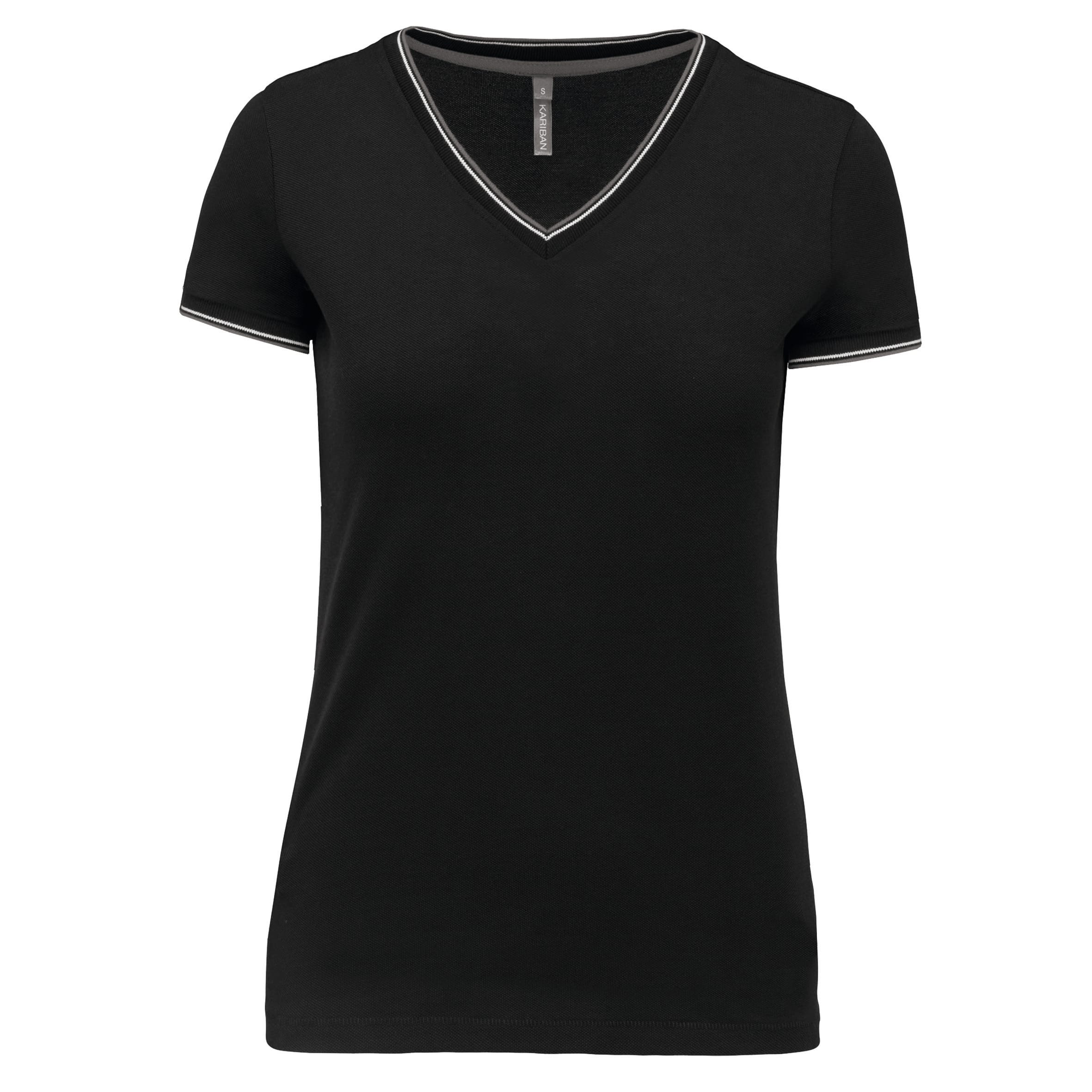 Dames-t-shirt piqué V-hals