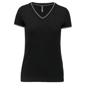 Dames-t-shirt piqué V-hals